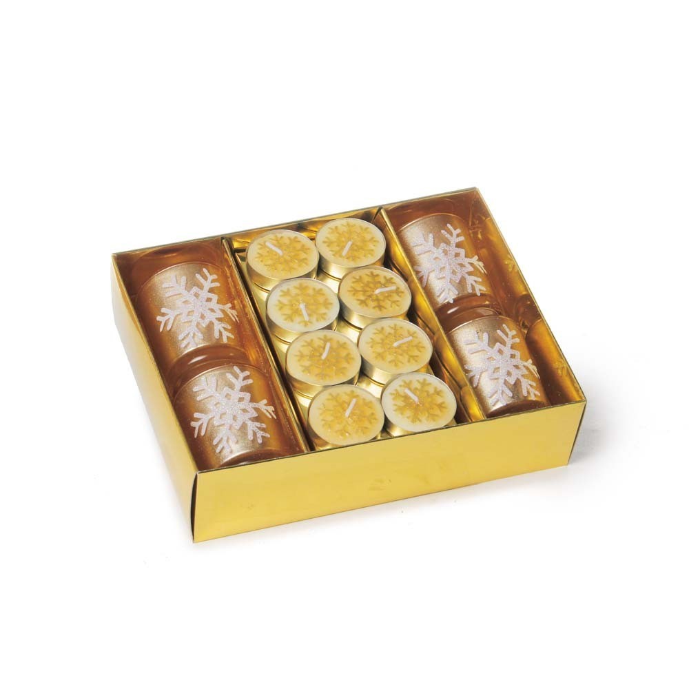 Kit vela de natal decoração com porta vela 6x4 cm Dourado