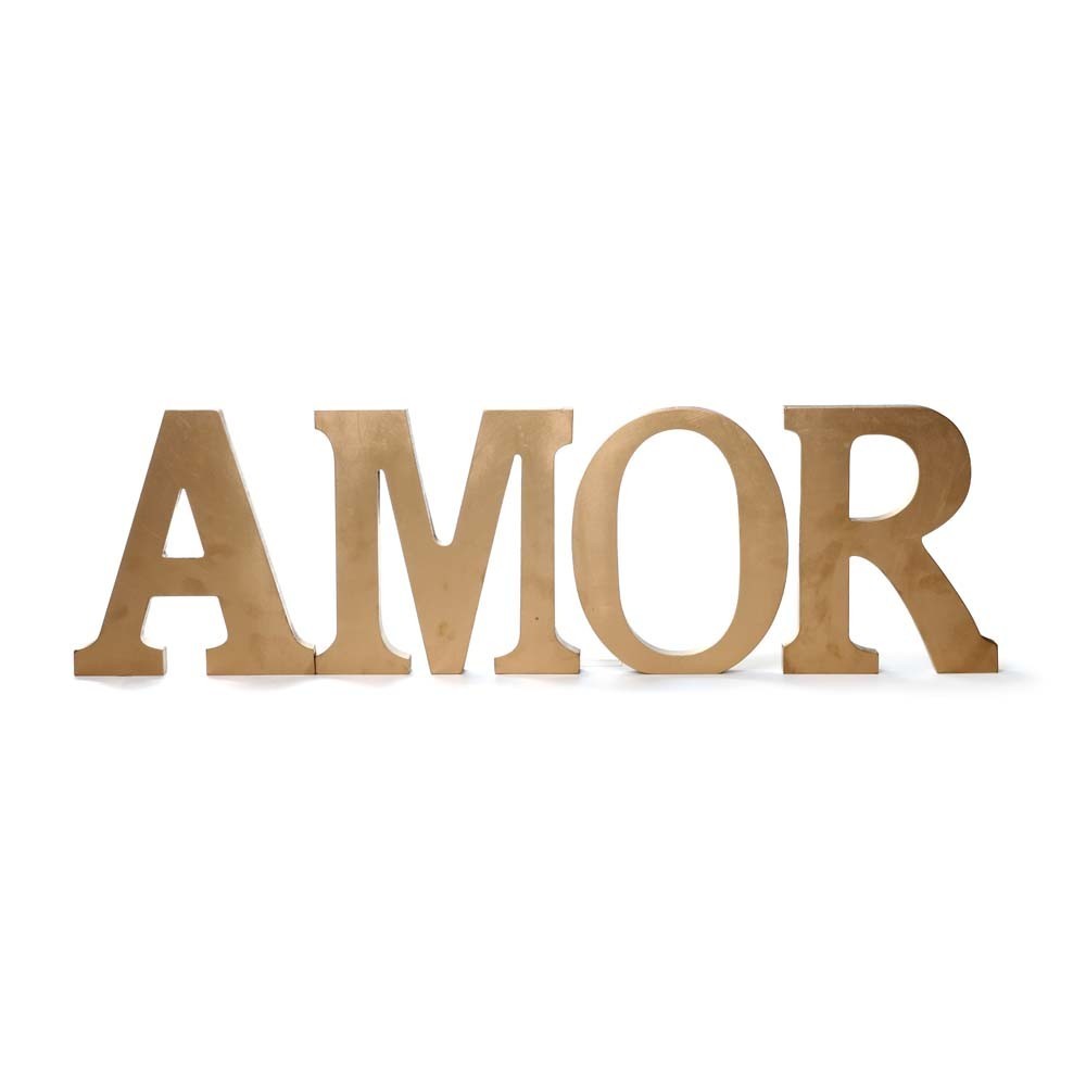 Letreiro Amor Decoração Natalina 15x15 Cm Na Cor Dourado