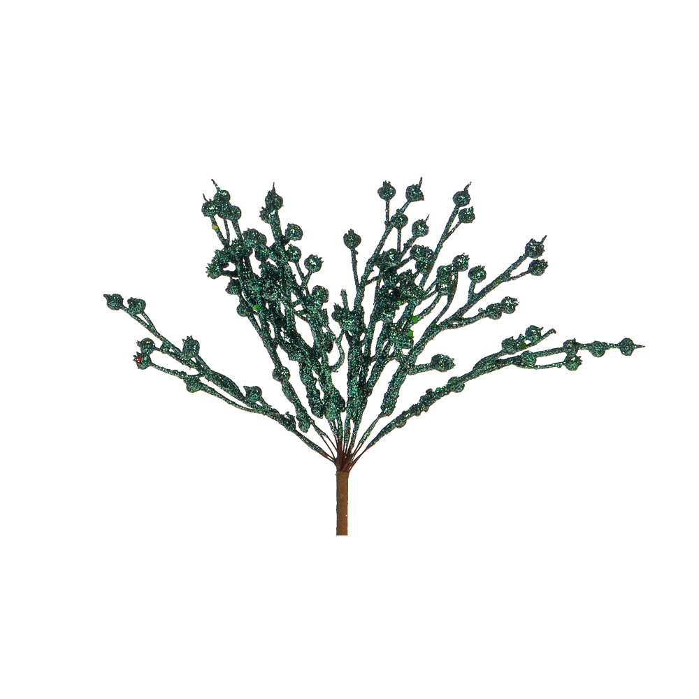 Pick Enfeite Natal Galho E Detalhes Verde 20Cm 1 Unidade