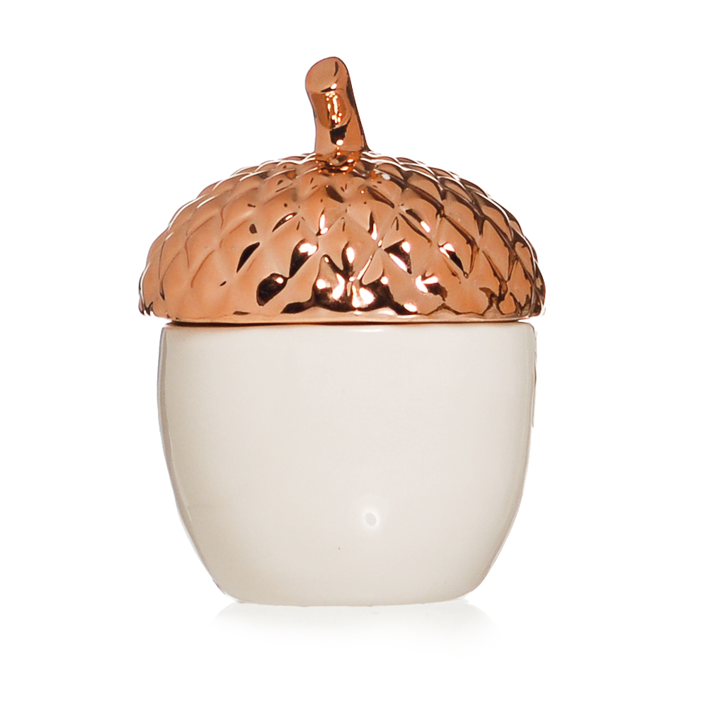 Pote Natal Decorativo Formato Noz Branco E Rose Gold 11X9Cm