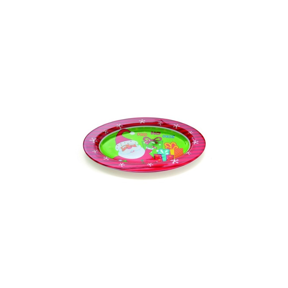 Prato Oval Vermelho Branco Verde  22 X 29 Cm
