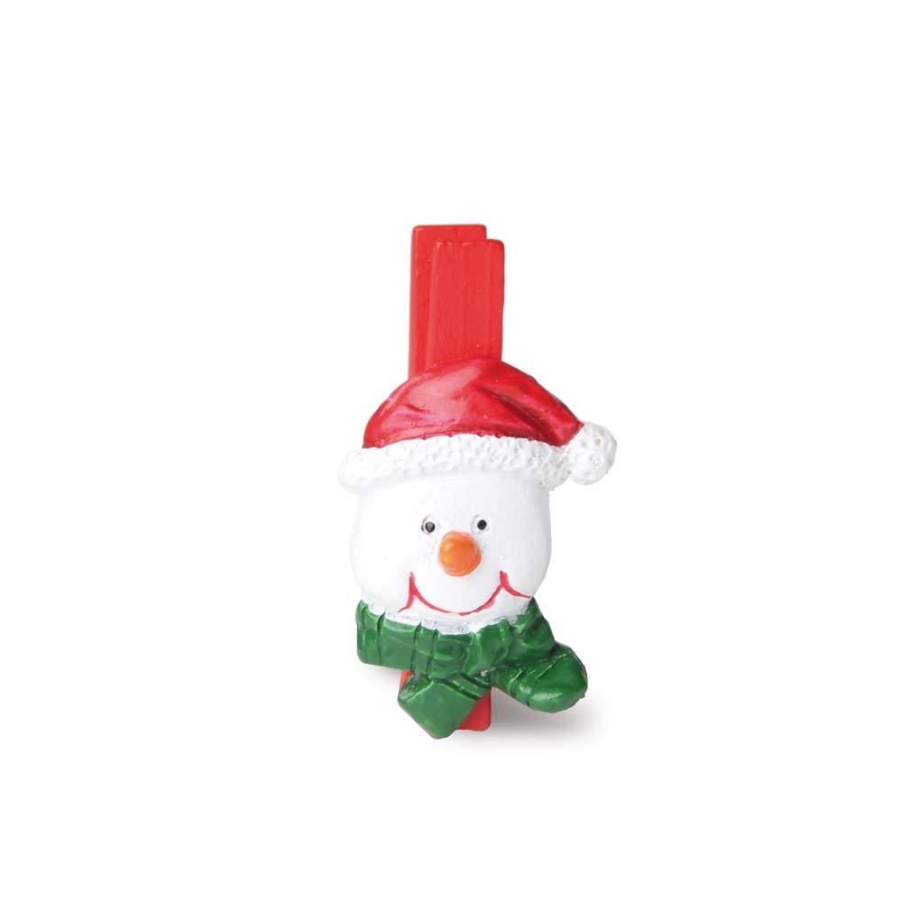 Pregador Boneco De Neve Natal Vermelho 6 Peças 4Cm Vermelha