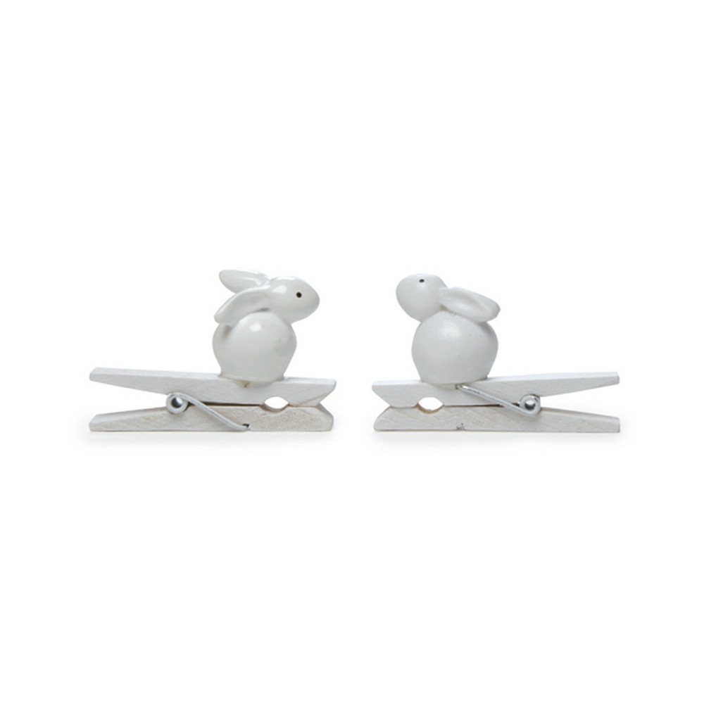 Prendedor 3D Coelho Páscoa Decoração 6 Unid. Branca