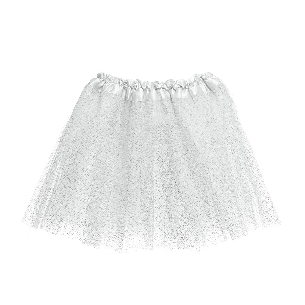 Saia Tutu Adulto Carnaval Branco Glitter Unicórnio Fantasia