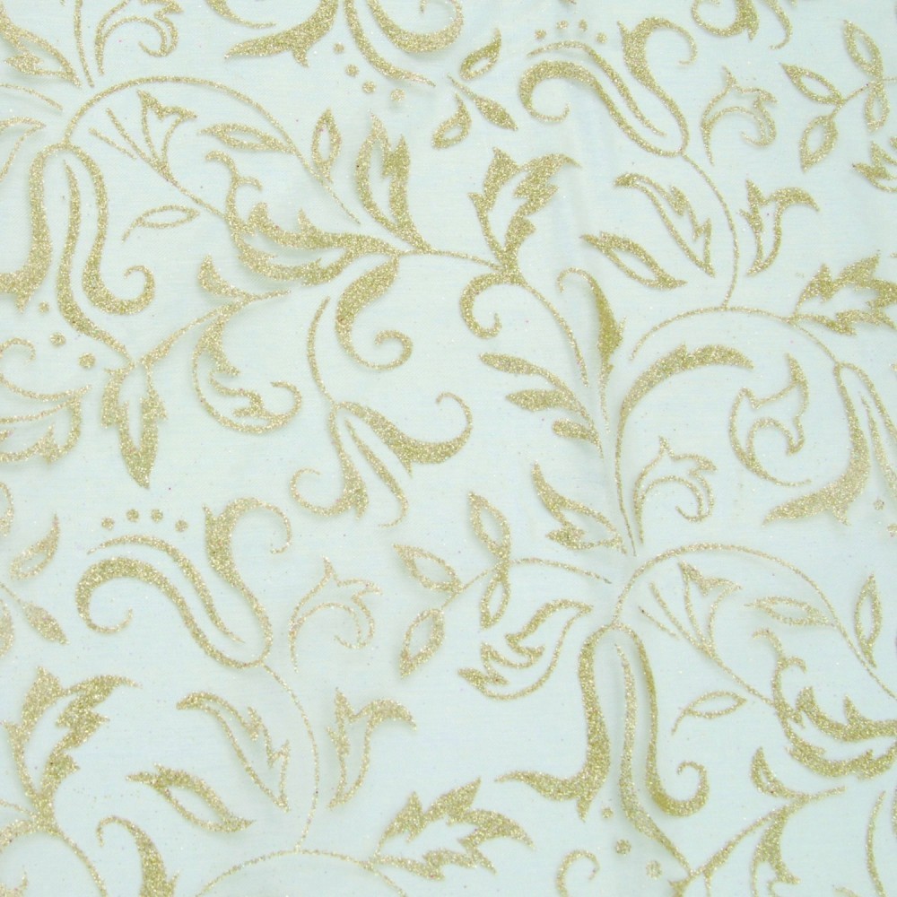 Tecido Decorativo Branco e Dourado - 150 X 200 Cm