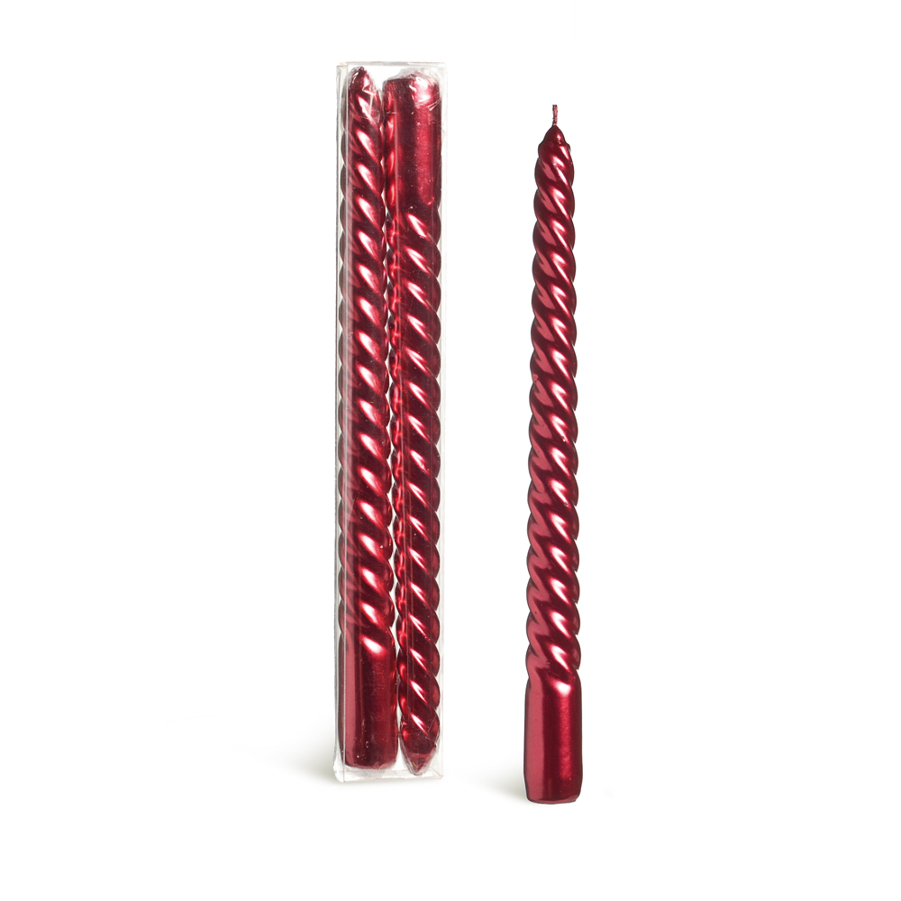 Vela Natal Enfeite Espiral Vermelho 25Cm Kit Com 2 Unidades