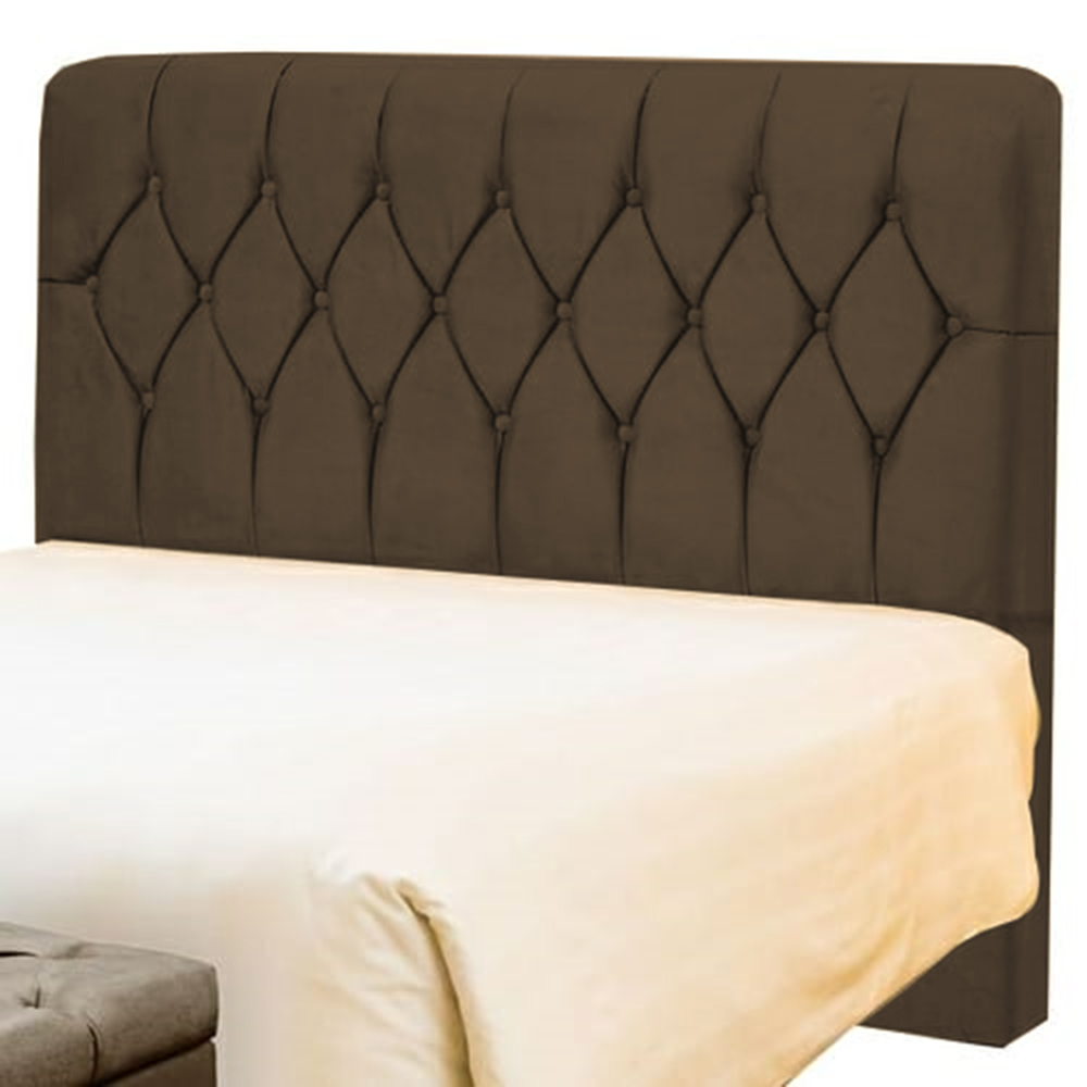 Cabeceira Casal Bolivia 140 CM Suede Marrom - D A Decor