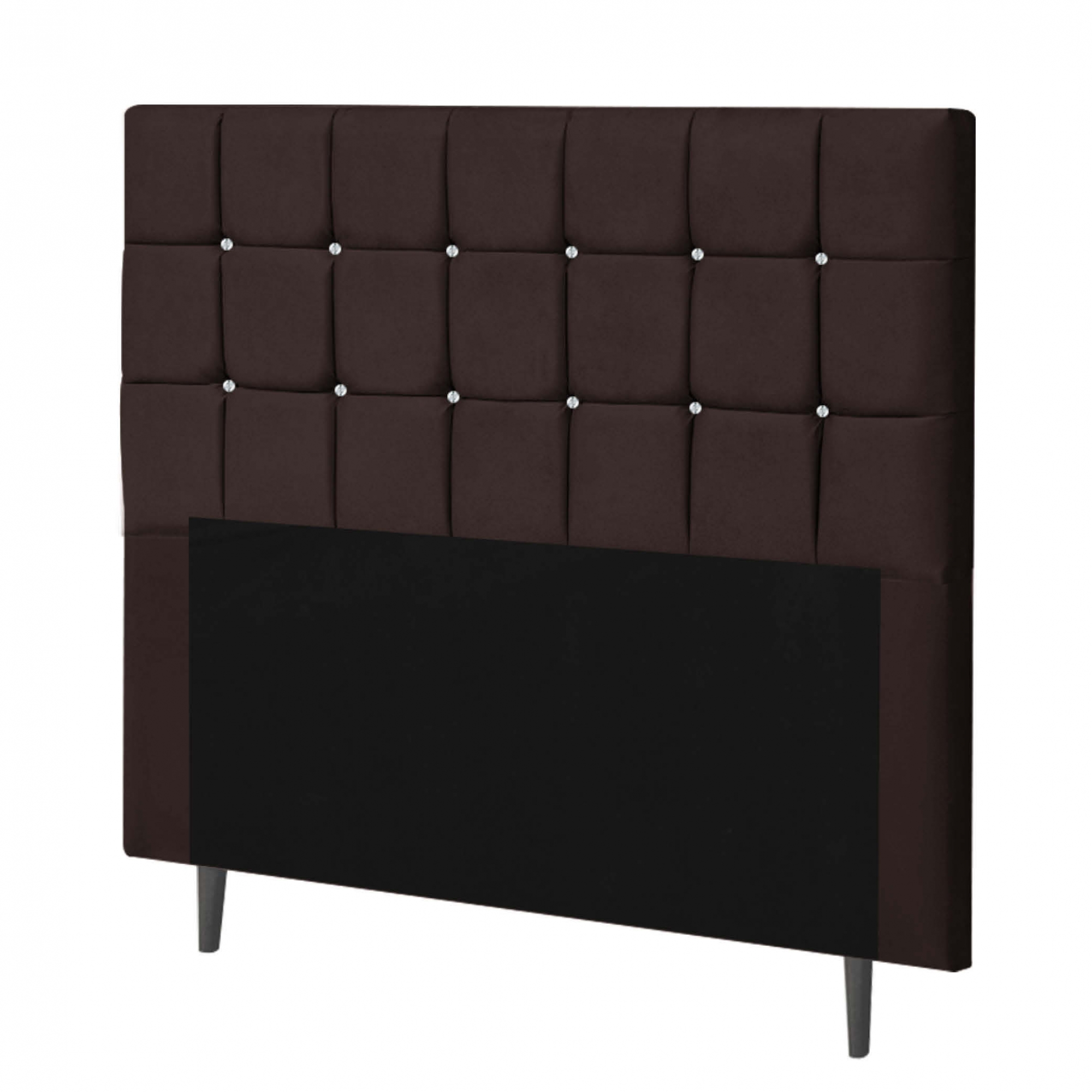 Cabeceira Estofada Espanha 100CM Solteiro Strass Suede Marrom - D A DECOR
