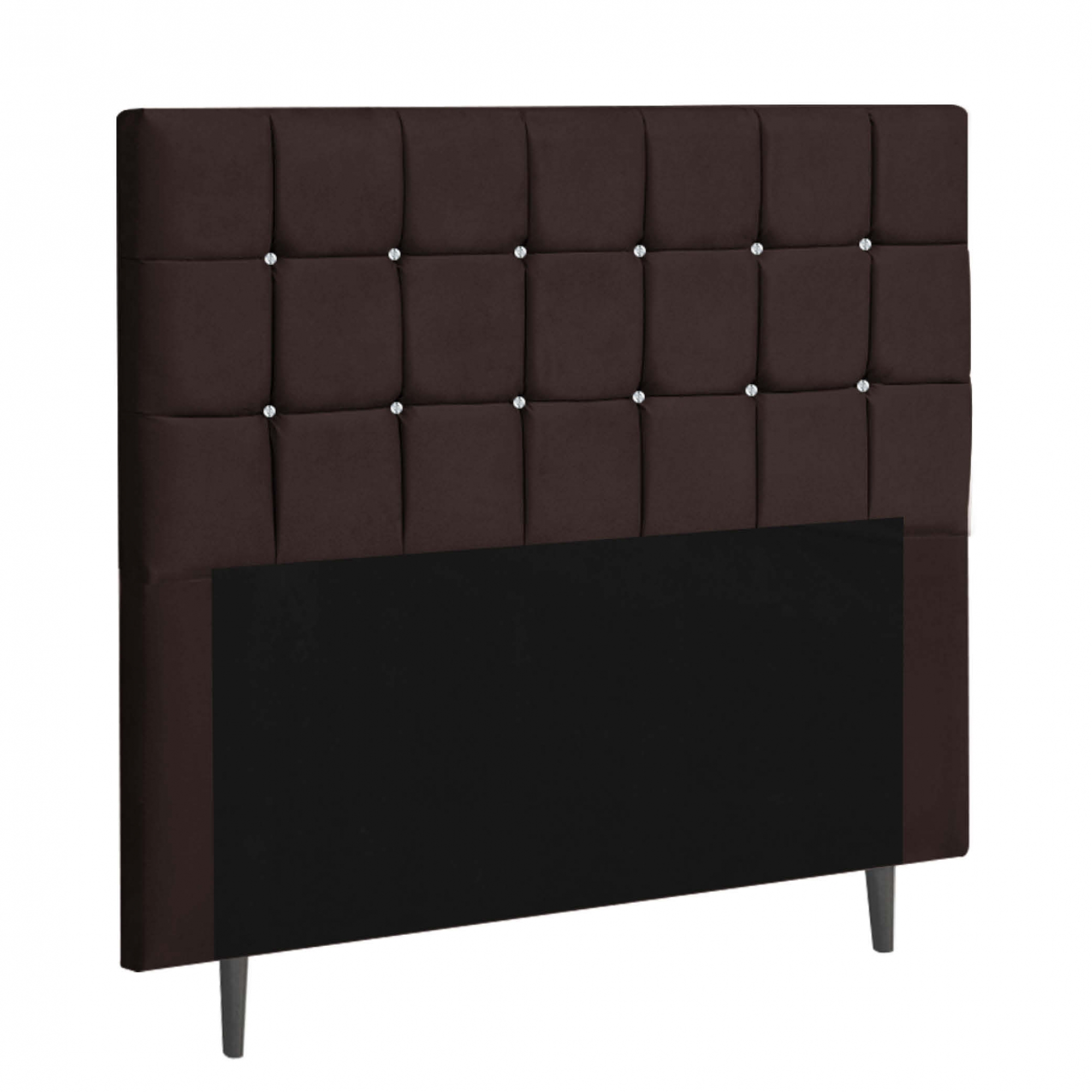 Cabeceira Estofada Espanha 100CM Solteiro Strass Suede Marrom - D A DECOR
