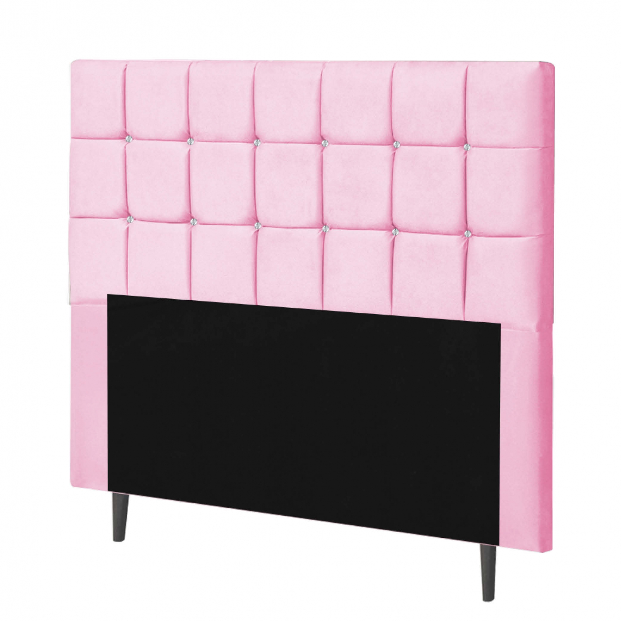 Cabeceira Estofada Espanha 100CM Solteiro Strass Suede Rosa - D A DECOR