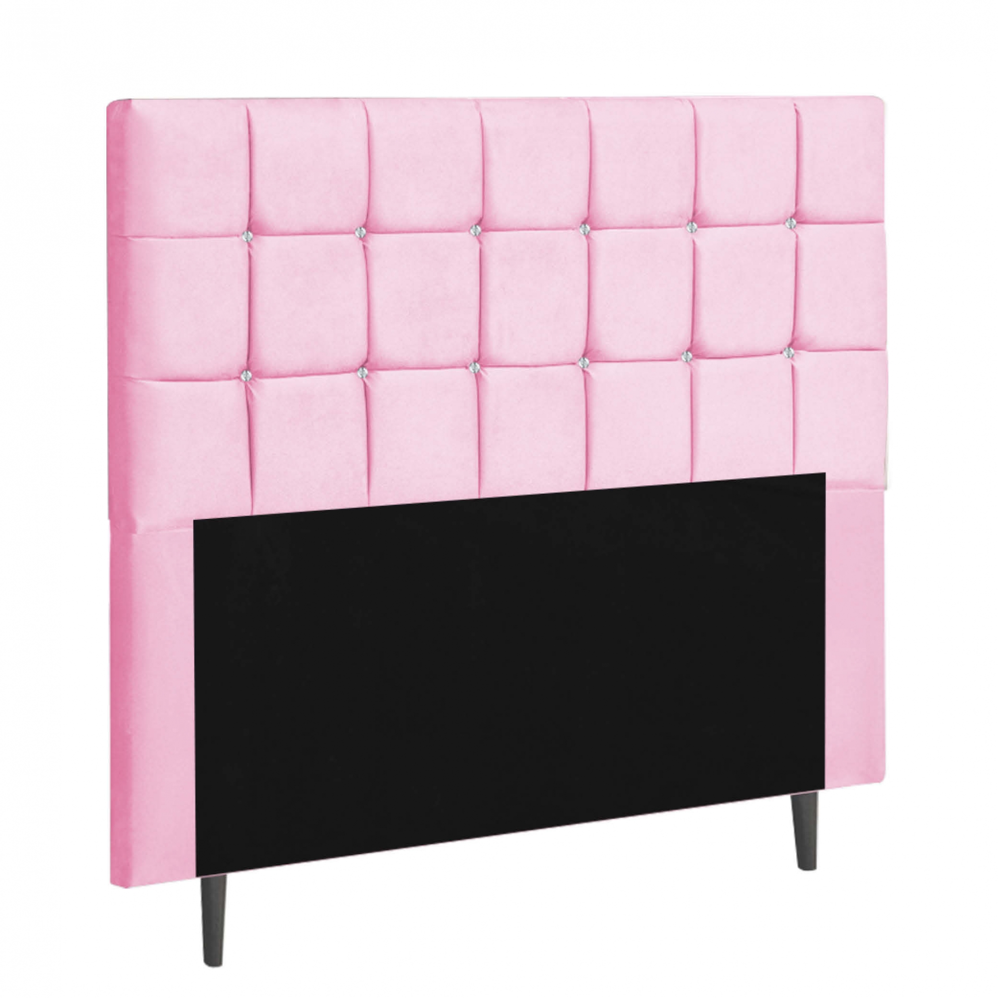Cabeceira Estofada Espanha 100CM Solteiro Strass Suede Rosa - D A DECOR