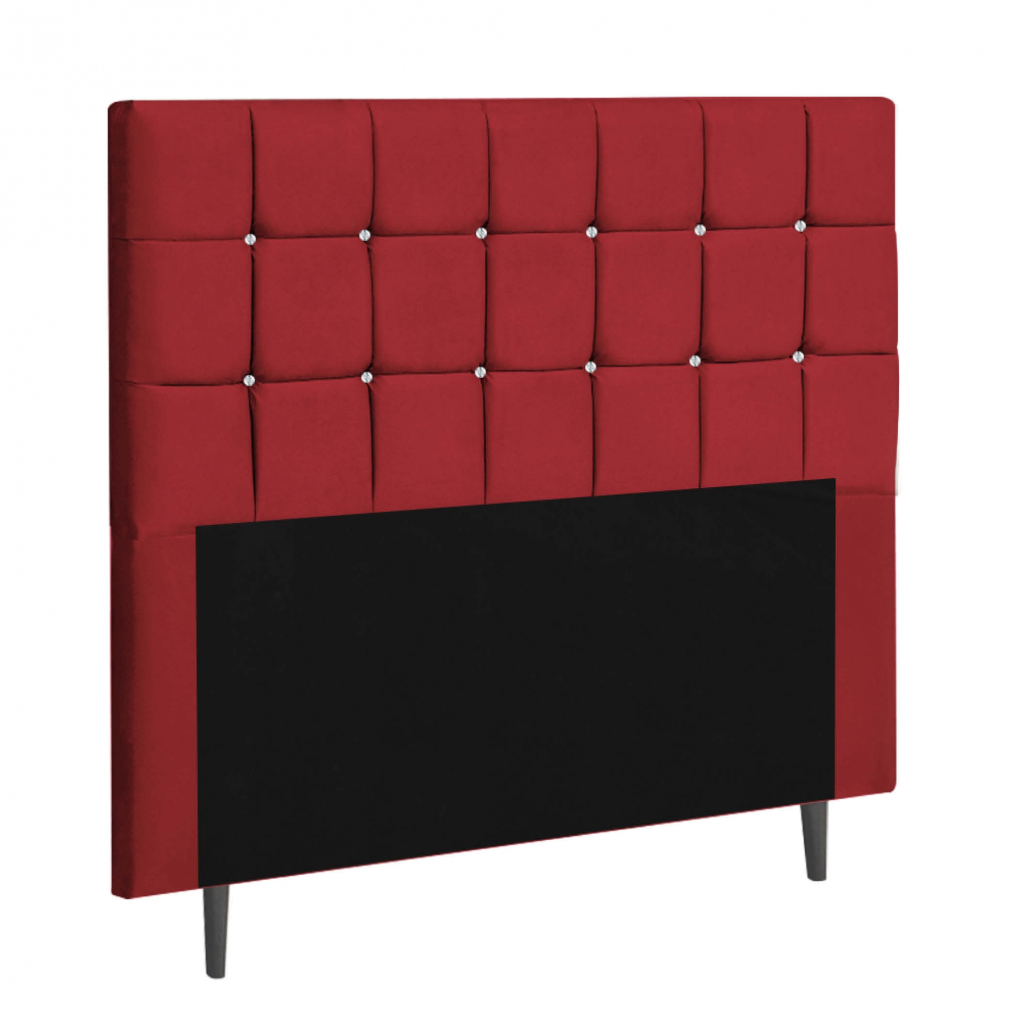 Cabeceira Estofada Espanha 100CM Solteiro Strass Suede Vermelho - D A DECOR