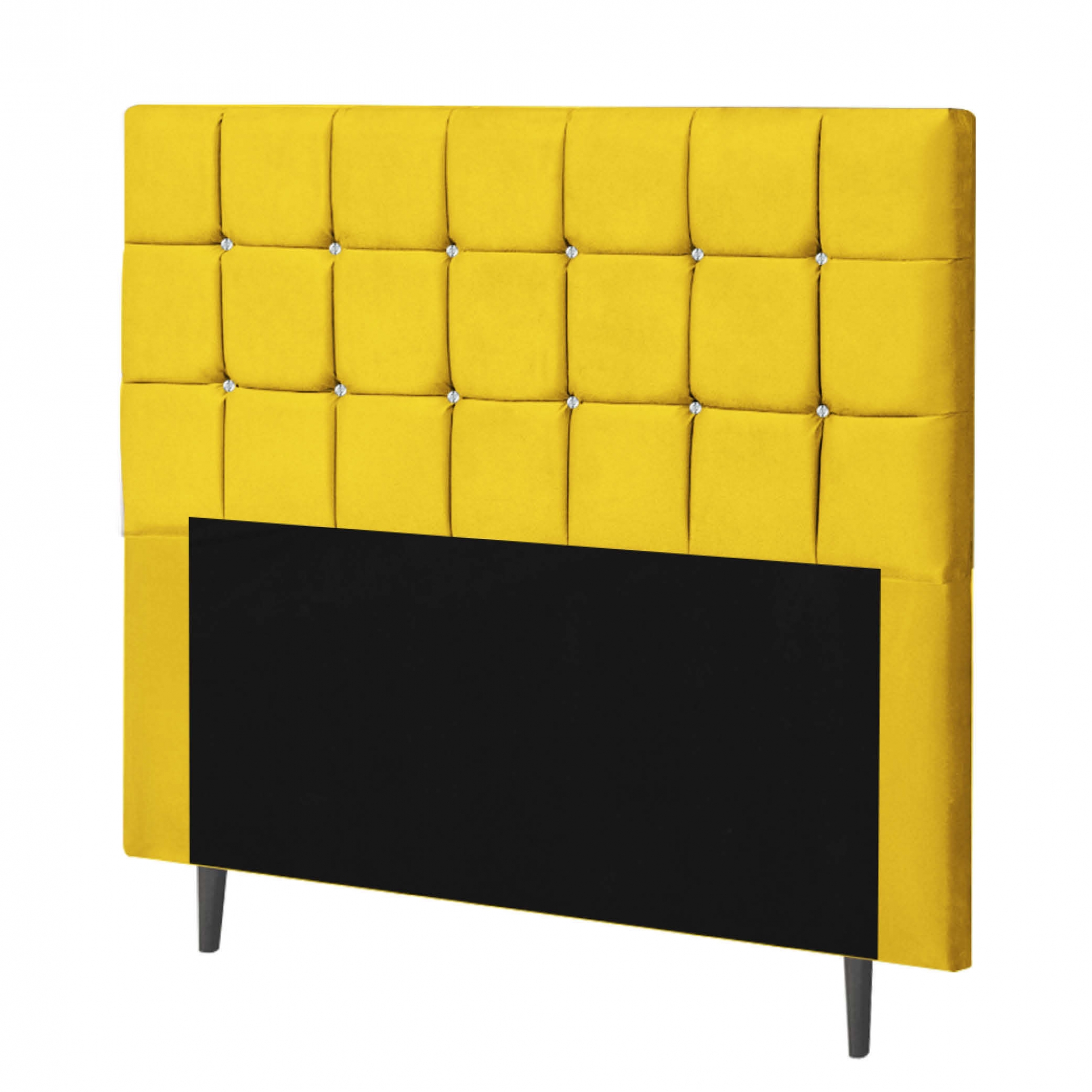 Cabeceira Estofada Espanha 195CM King Strass Suede Amarelo - D A DECOR
