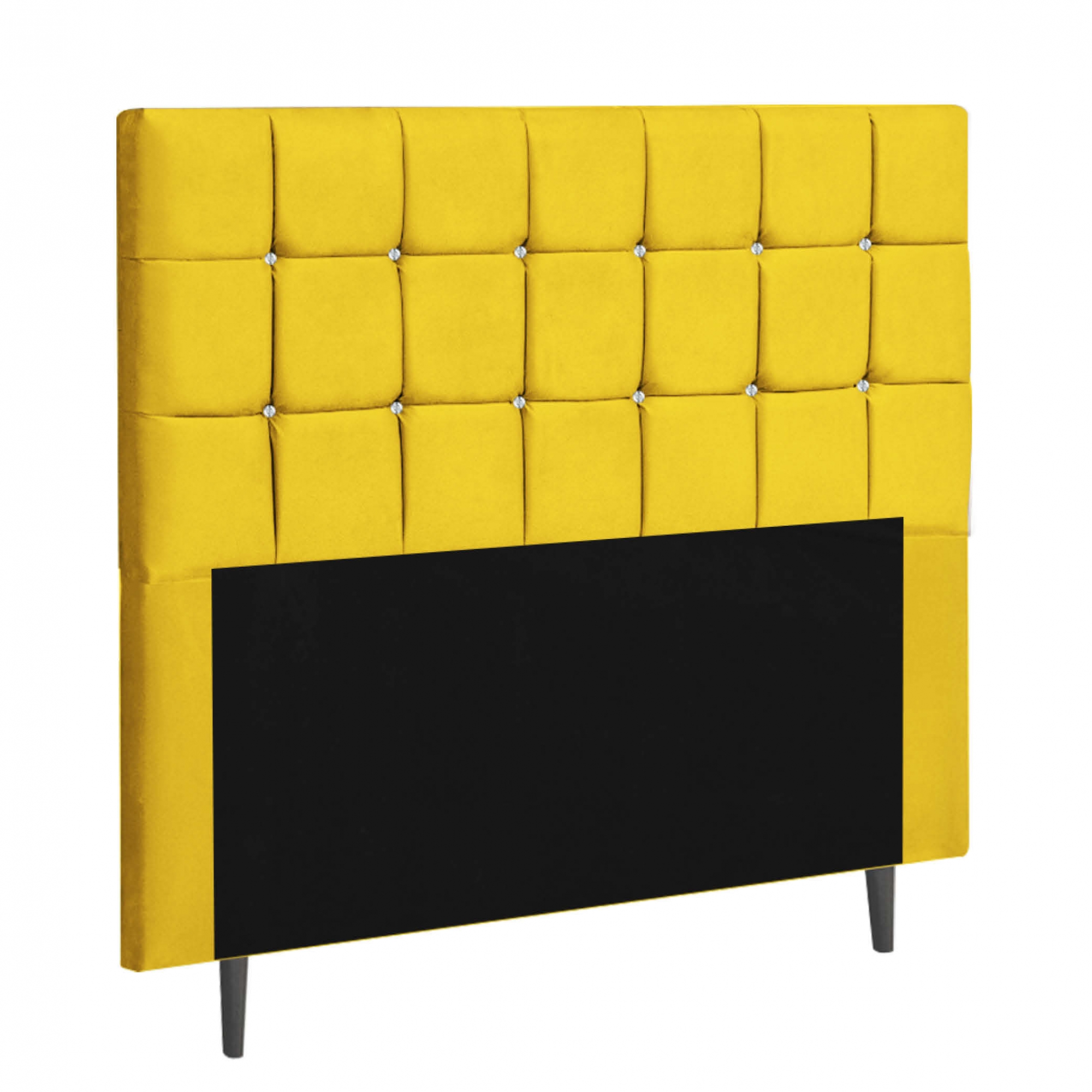 Cabeceira Estofada Espanha 195CM King Strass Suede Amarelo - D A DECOR