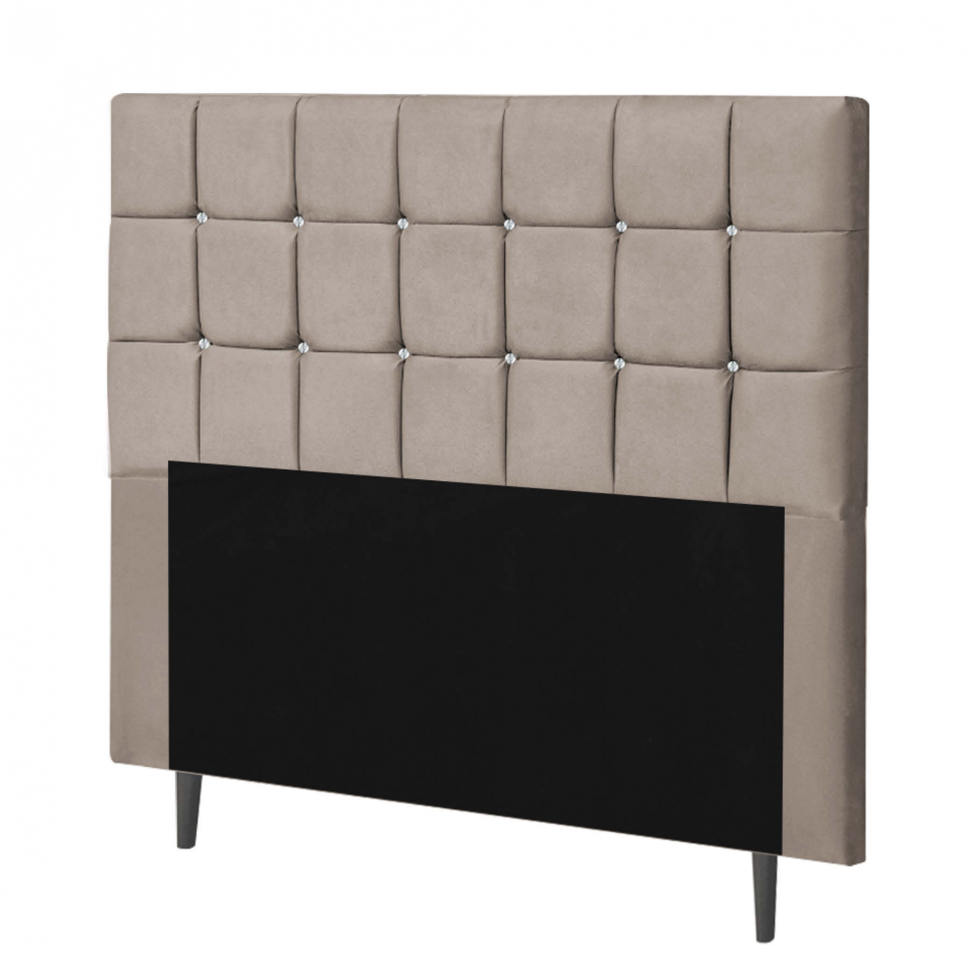 Cabeceira Estofada Espanha 195CM King Strass Suede Bege - D A DECOR