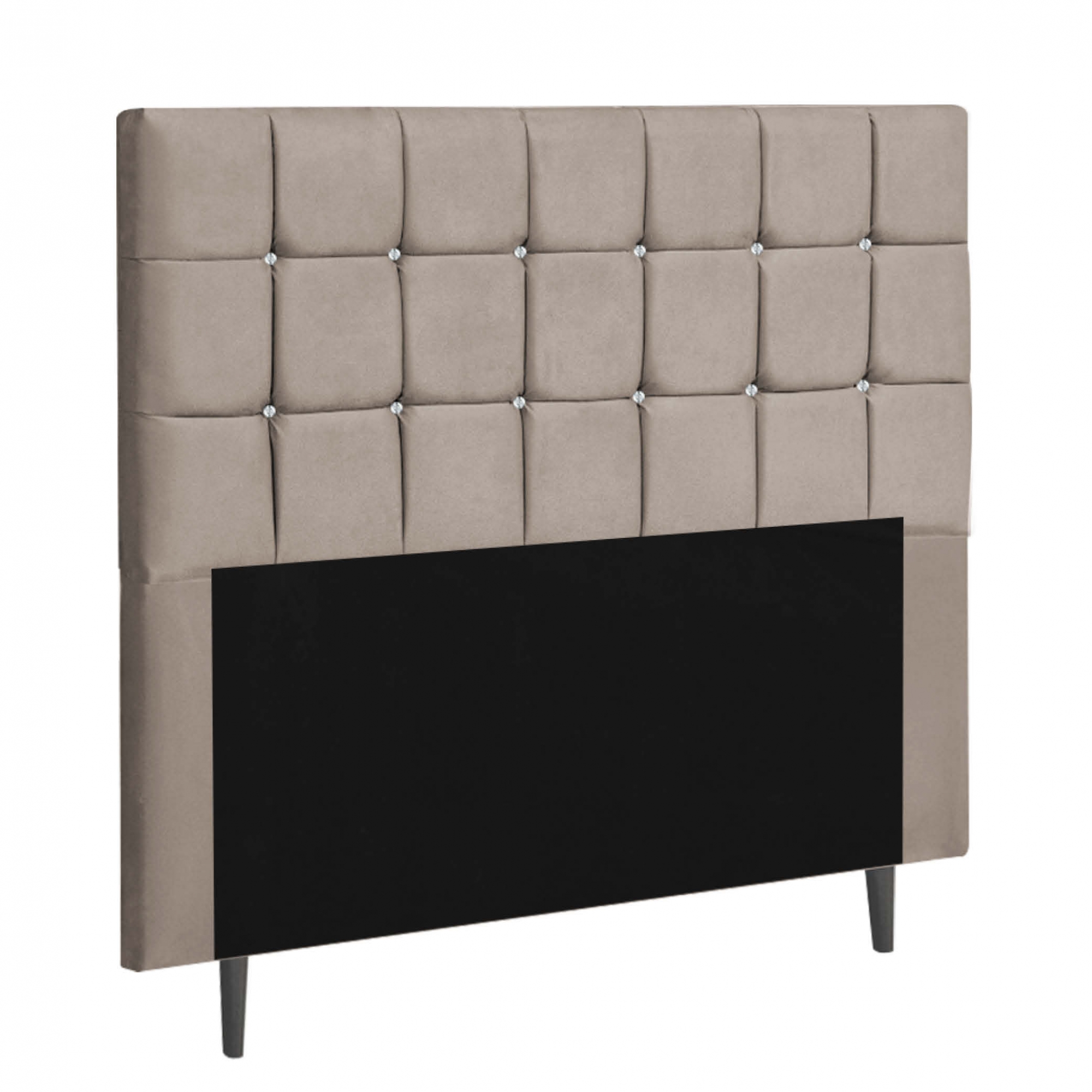 Cabeceira Estofada Espanha 195CM King Strass Suede Bege - D A DECOR