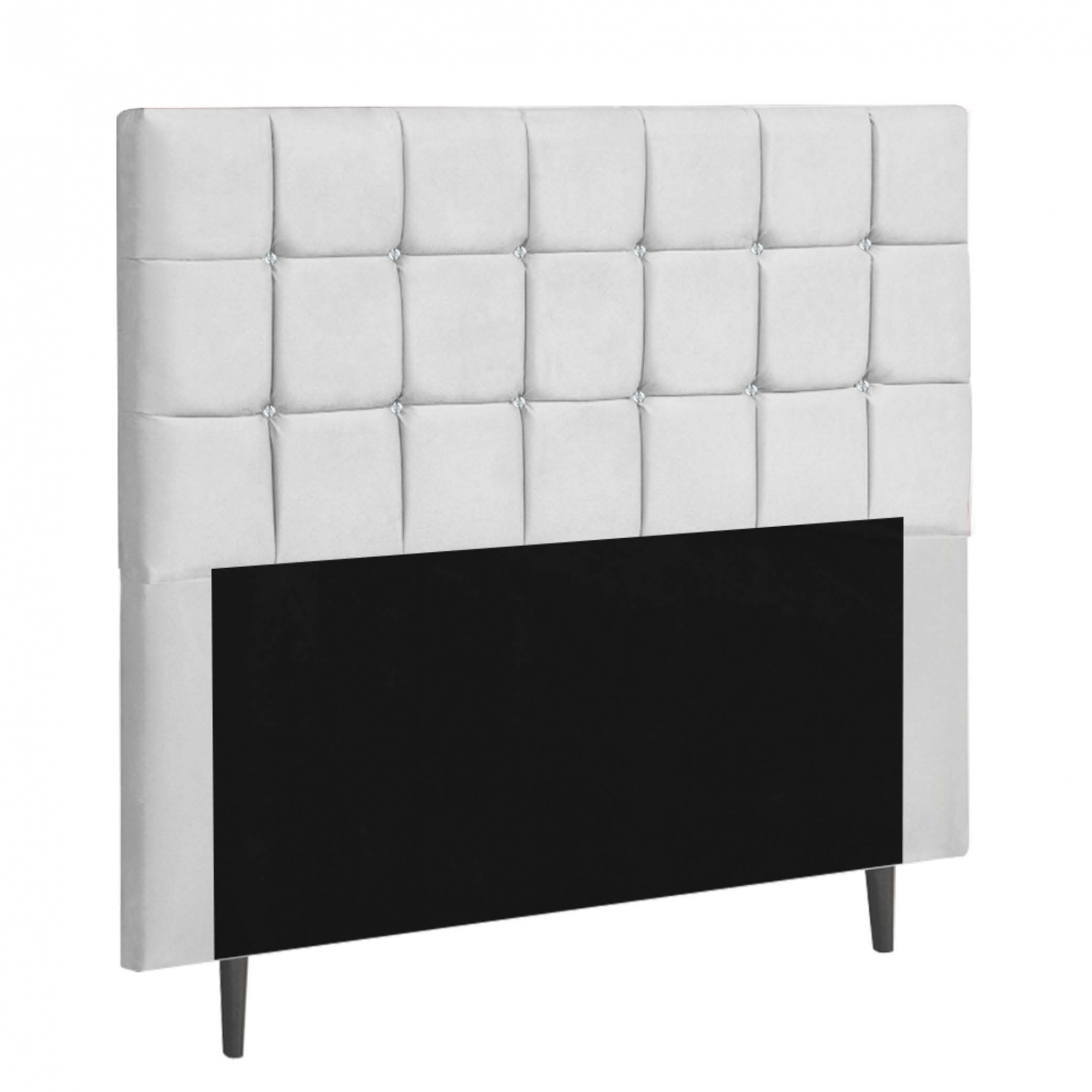 Cabeceira Estofada Espanha 195CM King Strass Suede Branco - D A DECOR