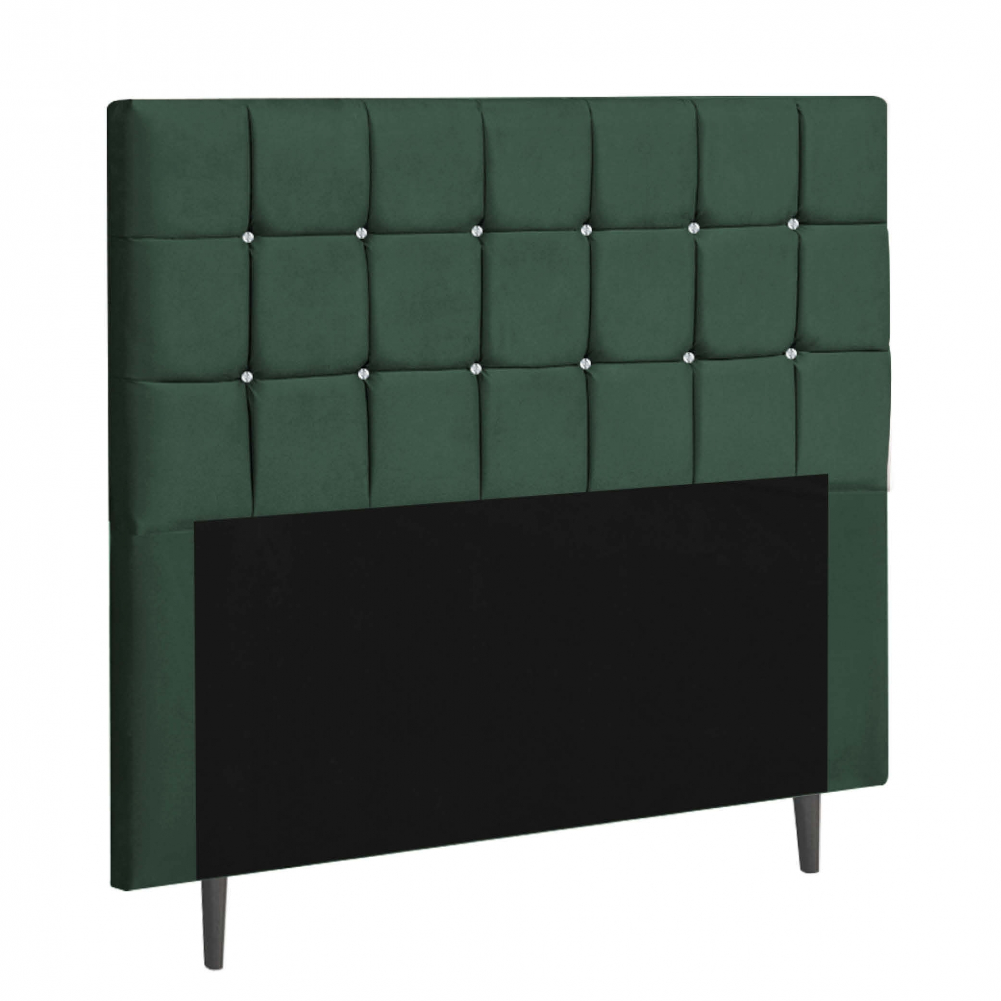 Cabeceira Estofada Espanha 195CM King Strass Suede Verde - D A DECOR