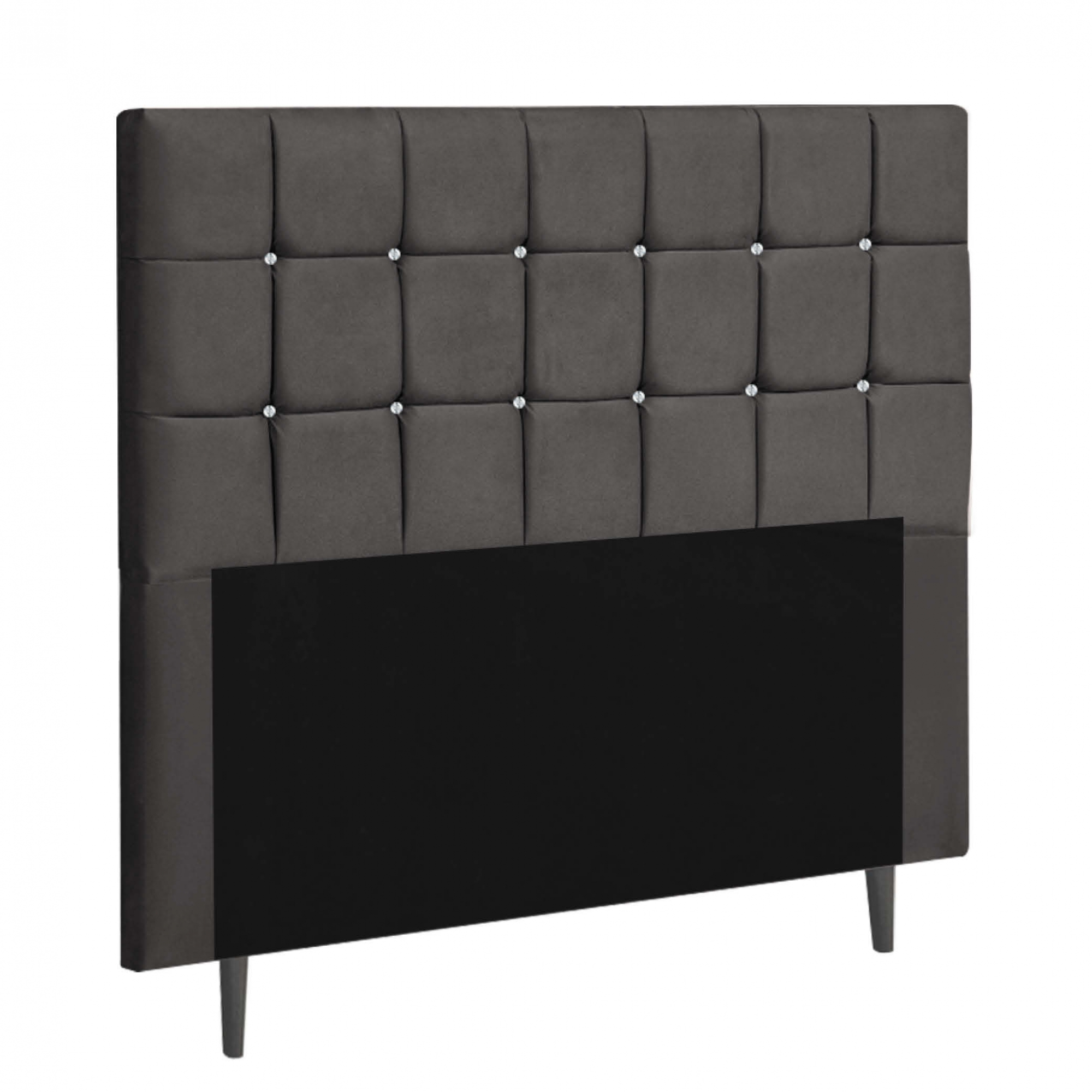 Cabeceira Estofada Espanha 90CM Solteiro Strass Suede Cinza - D A DECOR