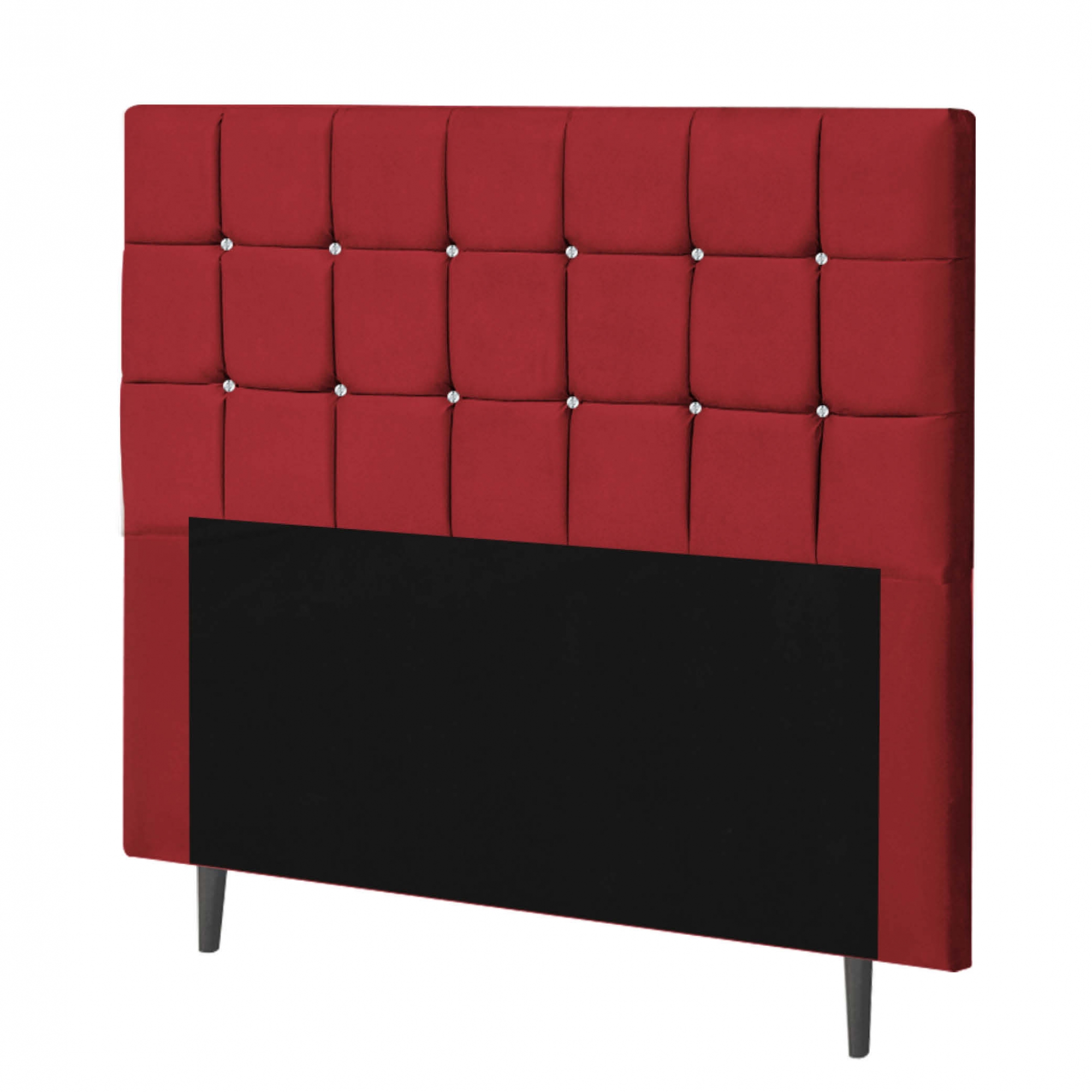 Cabeceira Estofada Espanha 90CM Solteiro Strass Suede Vermelho - D A DECOR