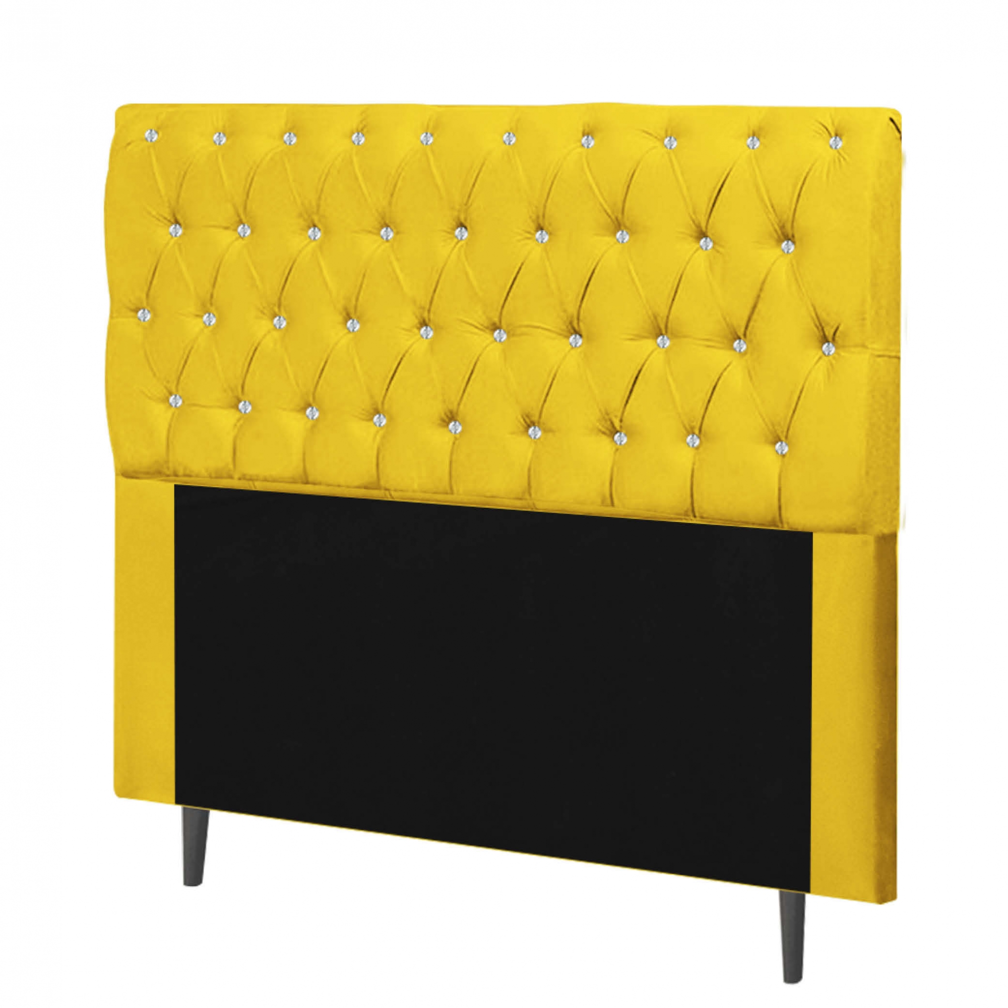 Cabeceira Estofada Maria 160CM Queen Strass Suede Amarelo - D A DECOR