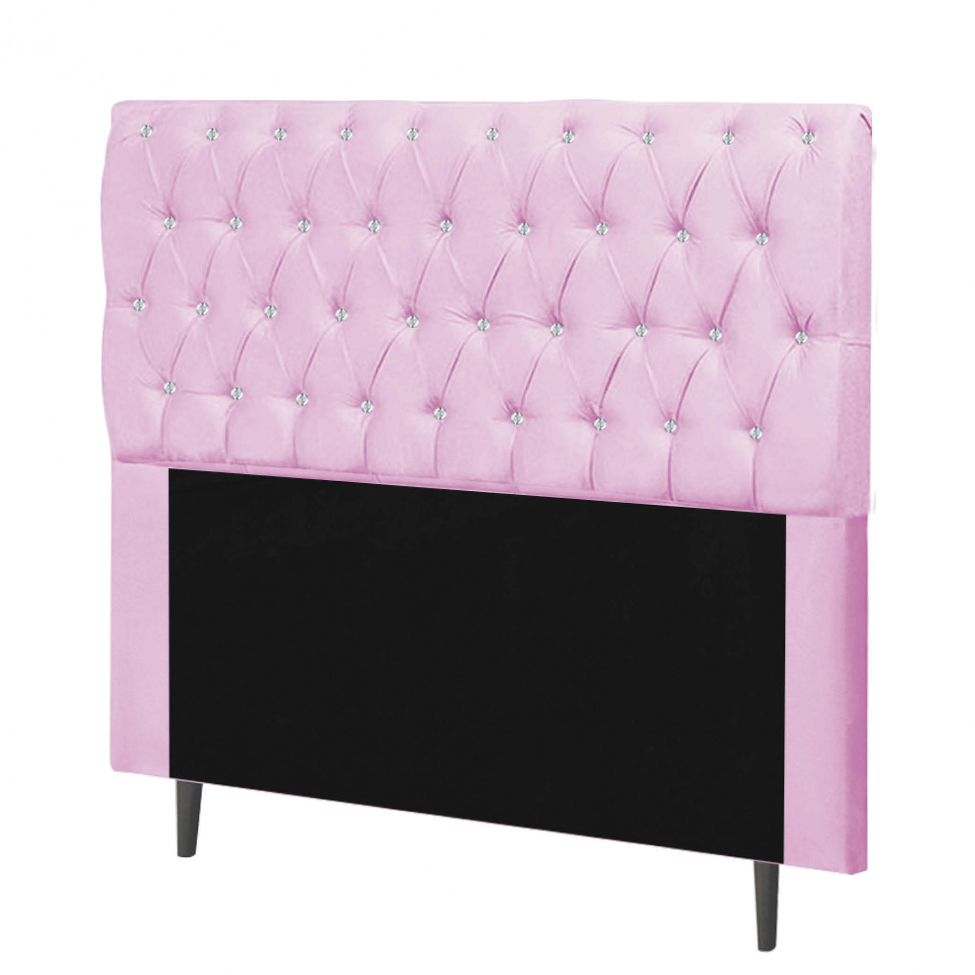 Cabeceira Estofada Maria 160CM Queen Strass Suede Rosa - D A DECOR