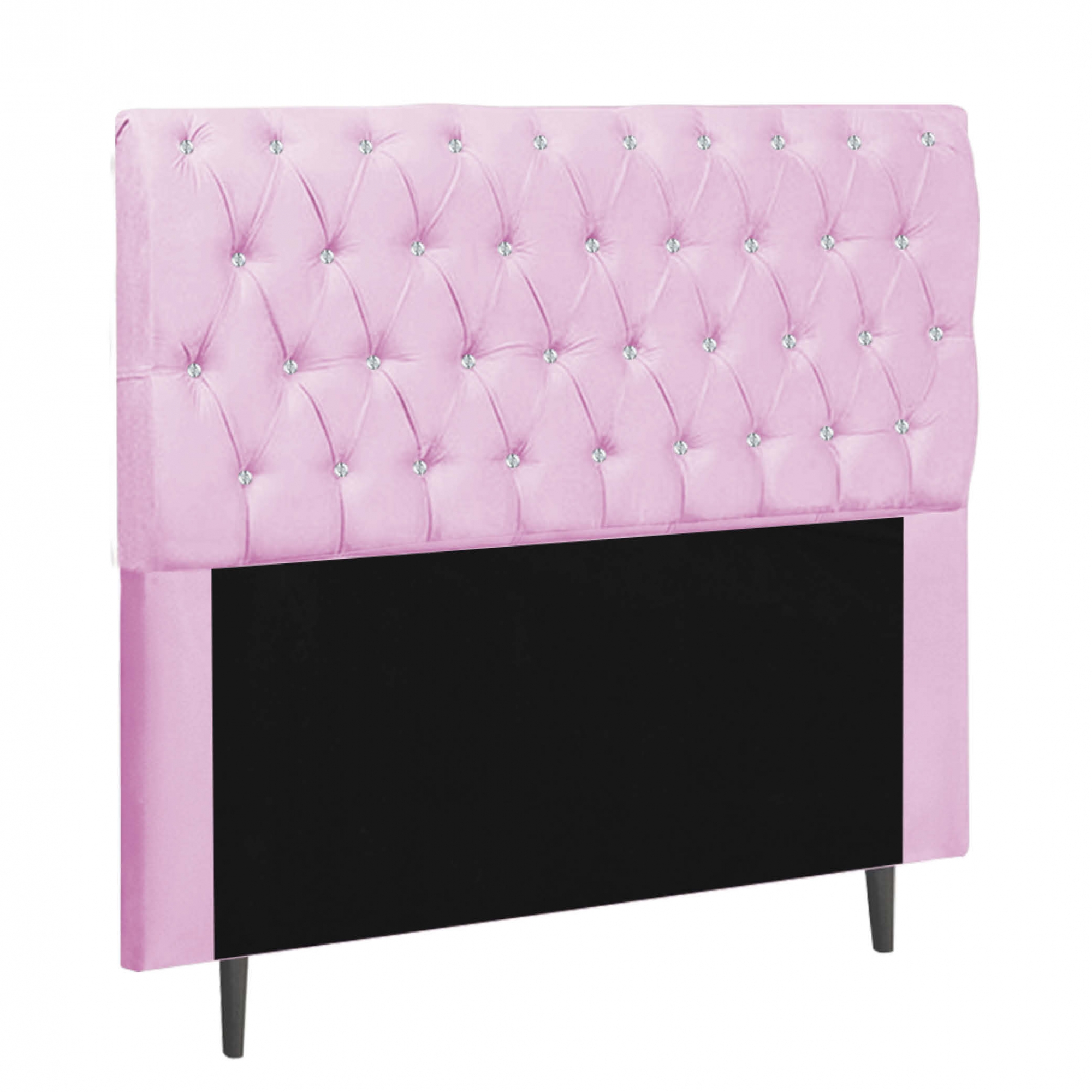 Cabeceira Estofada Maria 160CM Queen Strass Suede Rosa - D A DECOR