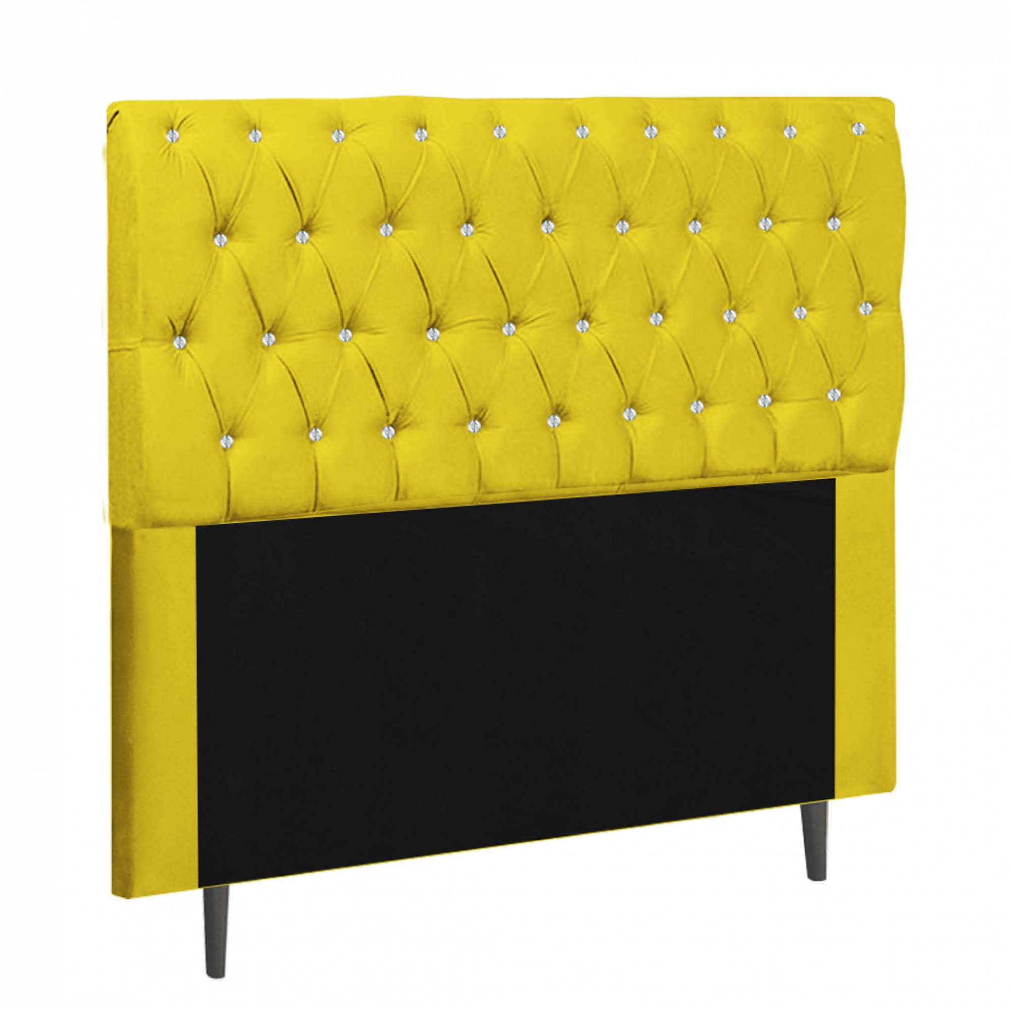 Cabeceira Estofada Paris 160CM Queen Strass Suede Amarelo - D A DECOR