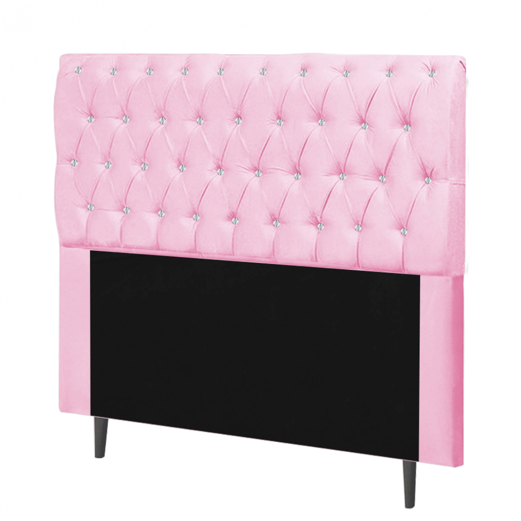 Cabeceira Estofada Paris 160CM Queen Strass Suede Rosa - D A DECOR