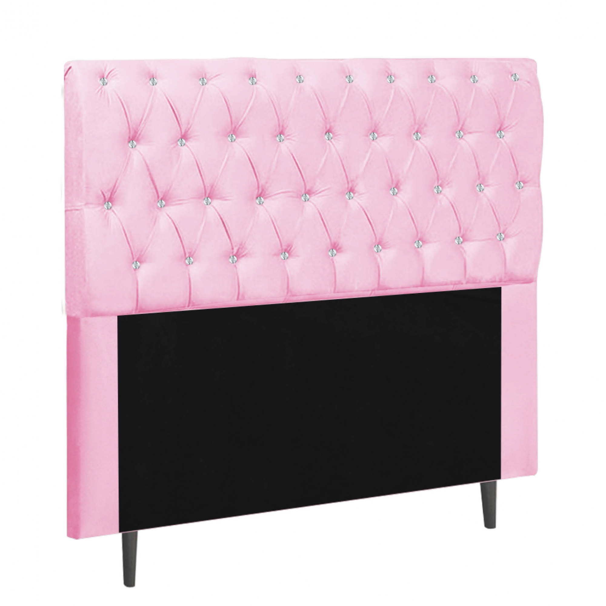 Cabeceira Estofada Paris 160CM Queen Strass Suede Rosa - D A DECOR