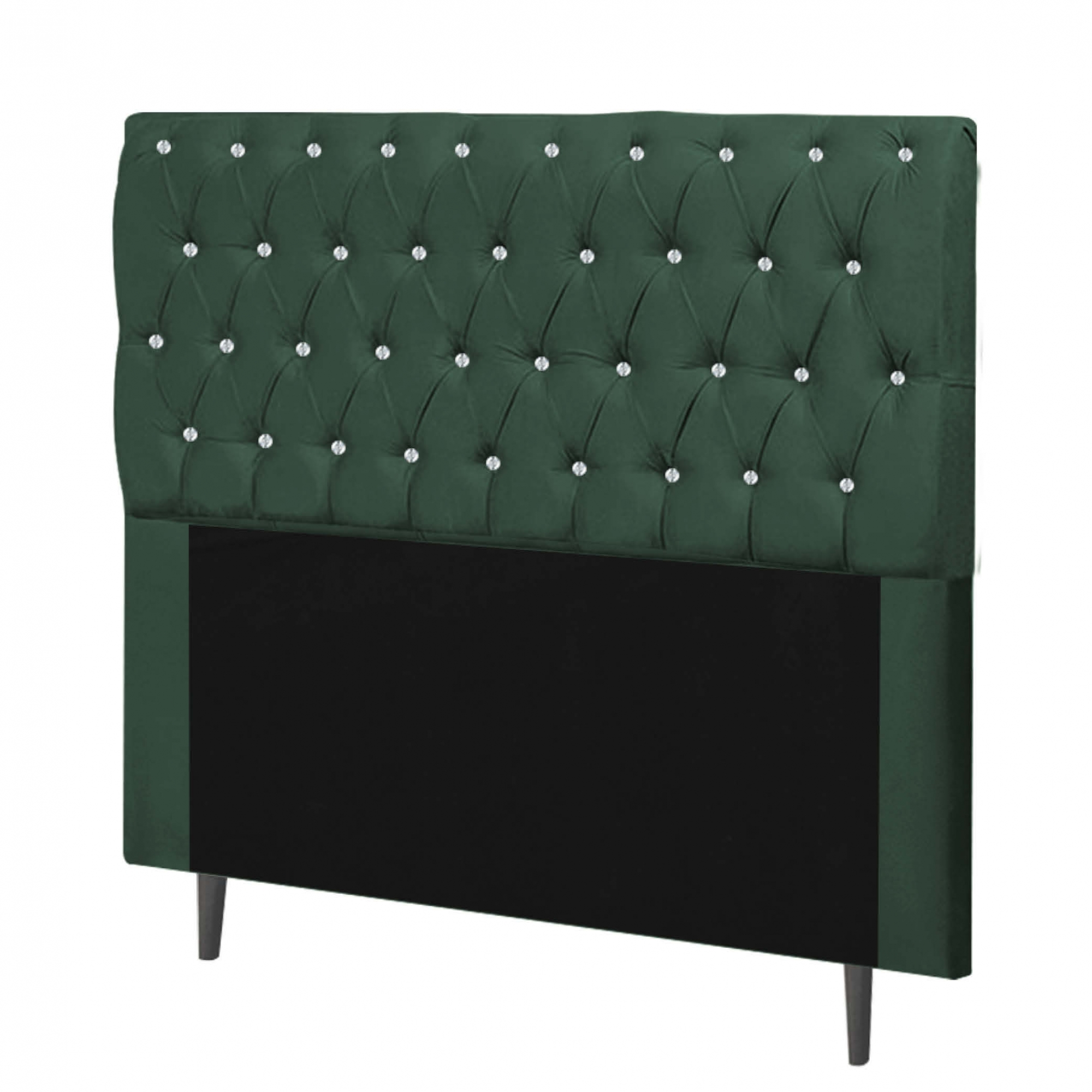 Cabeceira Estofada Paris 195CM King Strass Suede Verde - D A DECOR