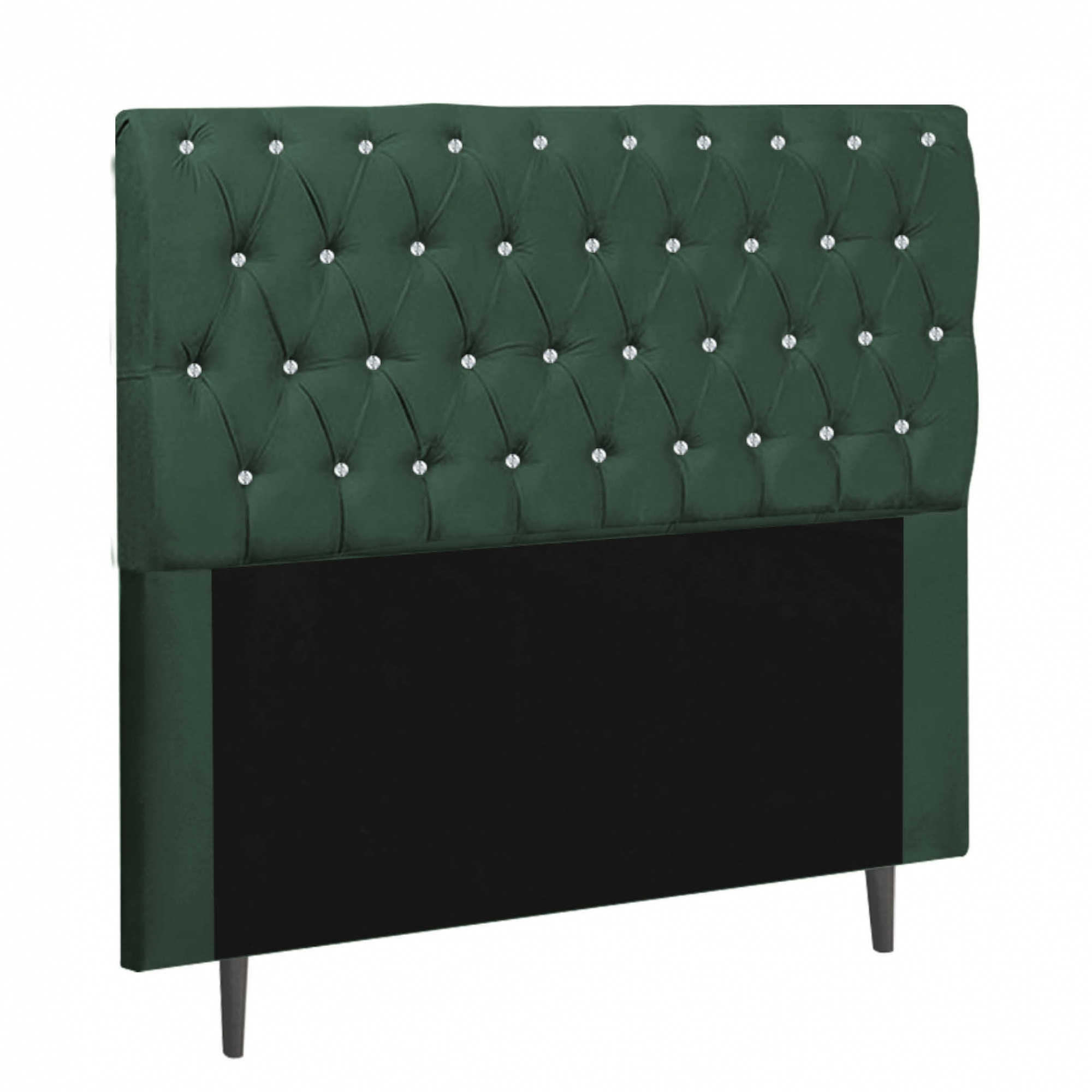 Cabeceira Estofada Paris 195CM King Strass Suede Verde - D A DECOR