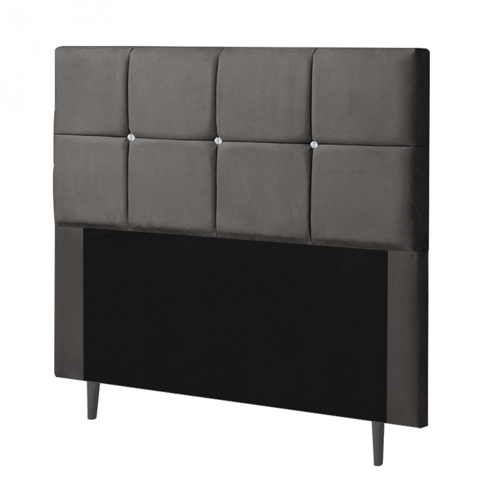 Cabeceira Estofada Poliana 140CM Casal Strass Suede Cinza - D A DECOR