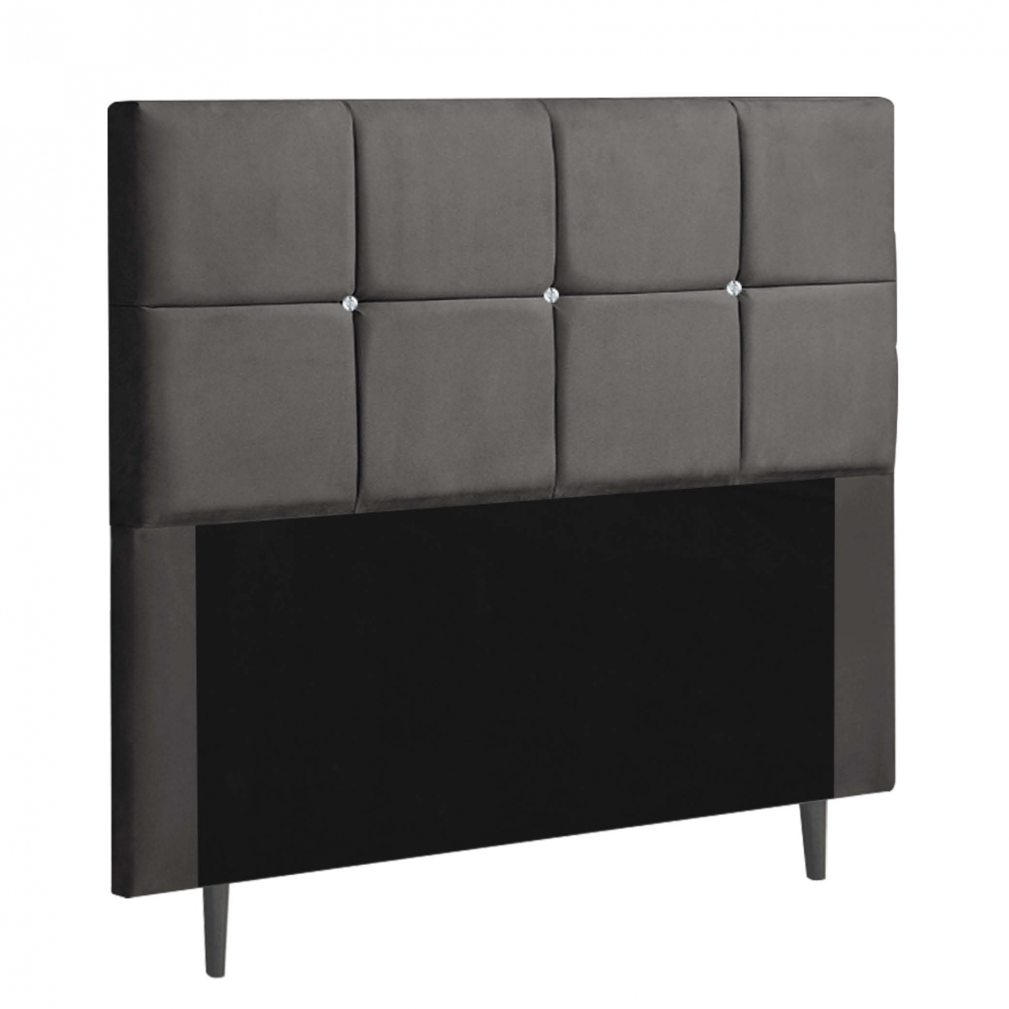 Cabeceira Estofada Poliana 140CM Casal Strass Suede Cinza - D A DECOR