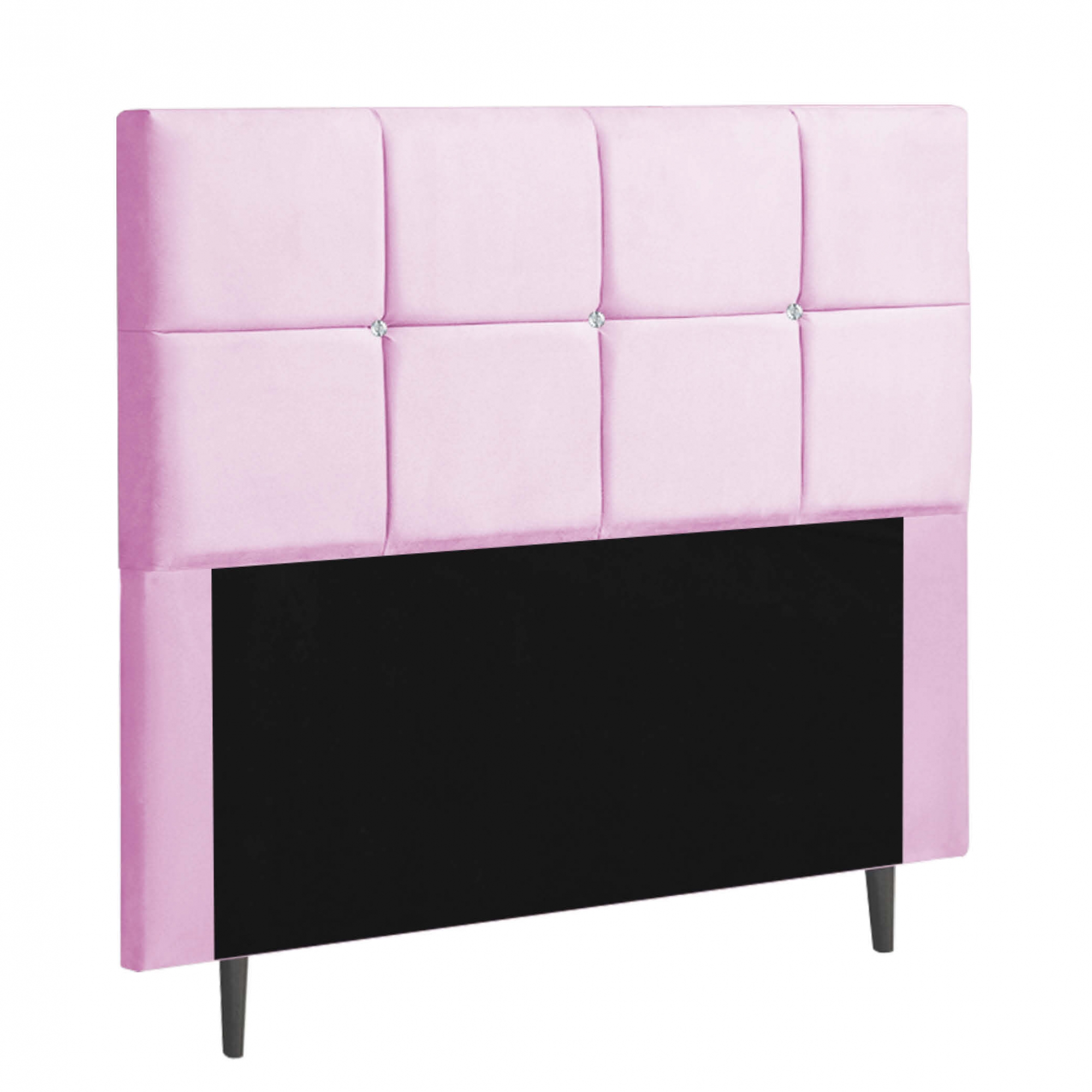 Cabeceira Estofada Poliana 140CM Casal Strass Suede Rosa - D A DECOR