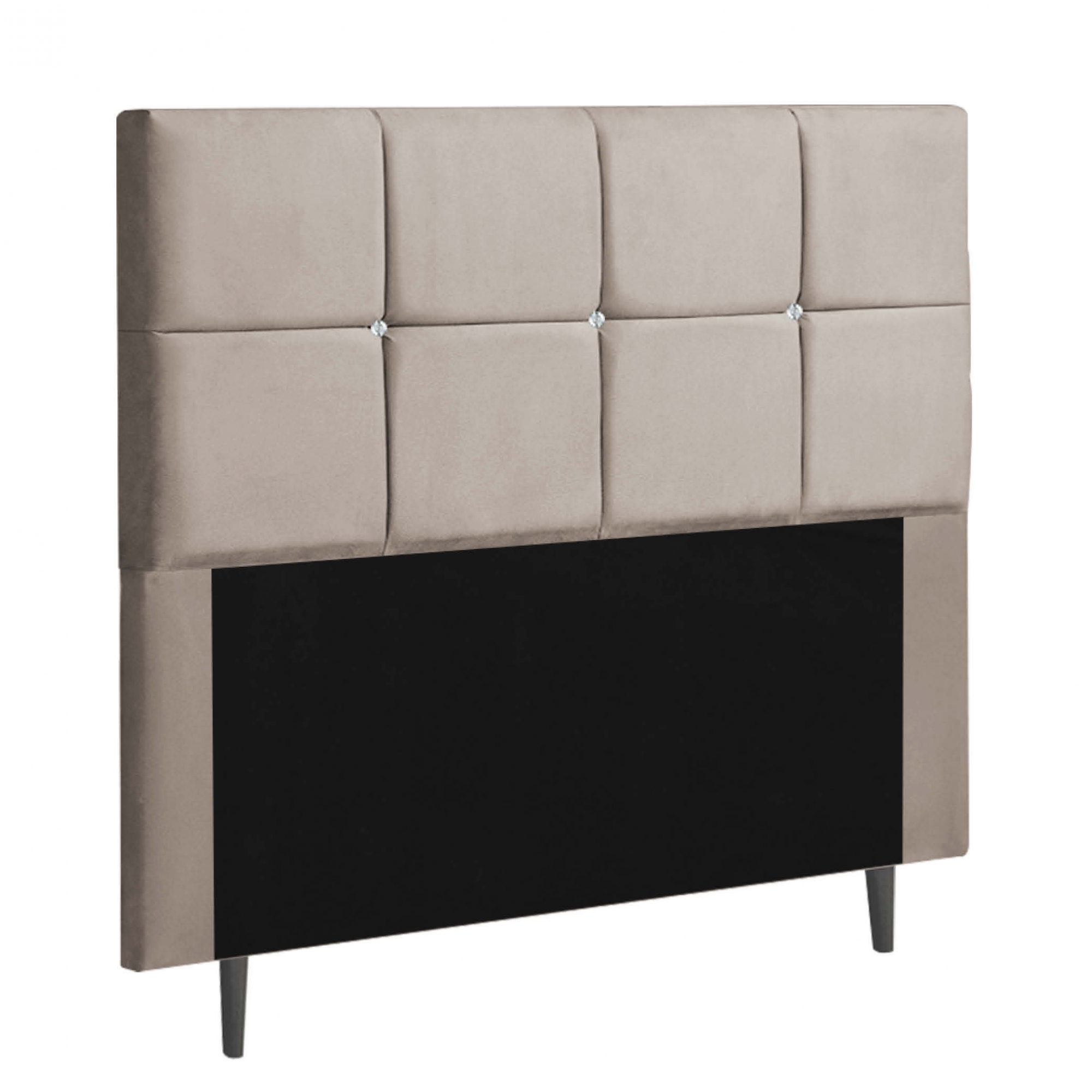 Cabeceira Estofada Poliana 195CM King Strass Suede Bege - D A DECOR