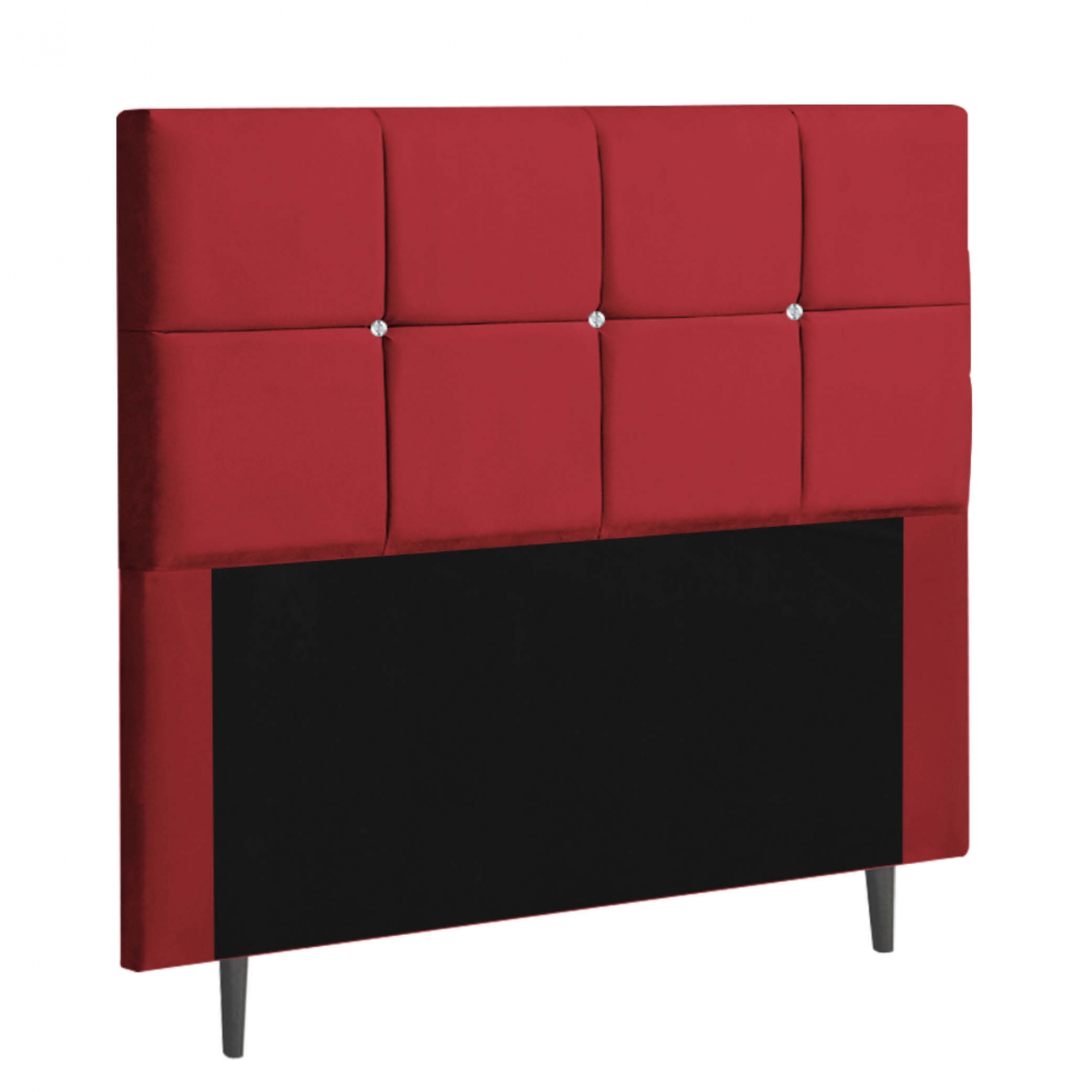 Cabeceira Estofada Poliana 195CM King Strass Suede Vermelho - D A DECOR