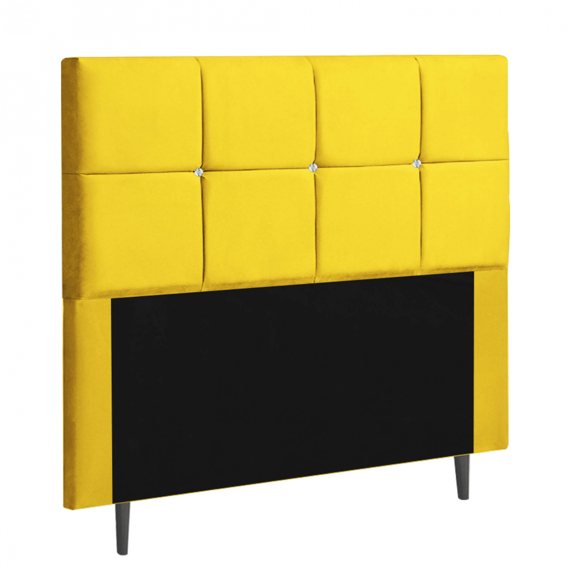 Cabeceira Estofada Poliana 90CM Solteiro Strass Suede Amarelo - D A DECOR