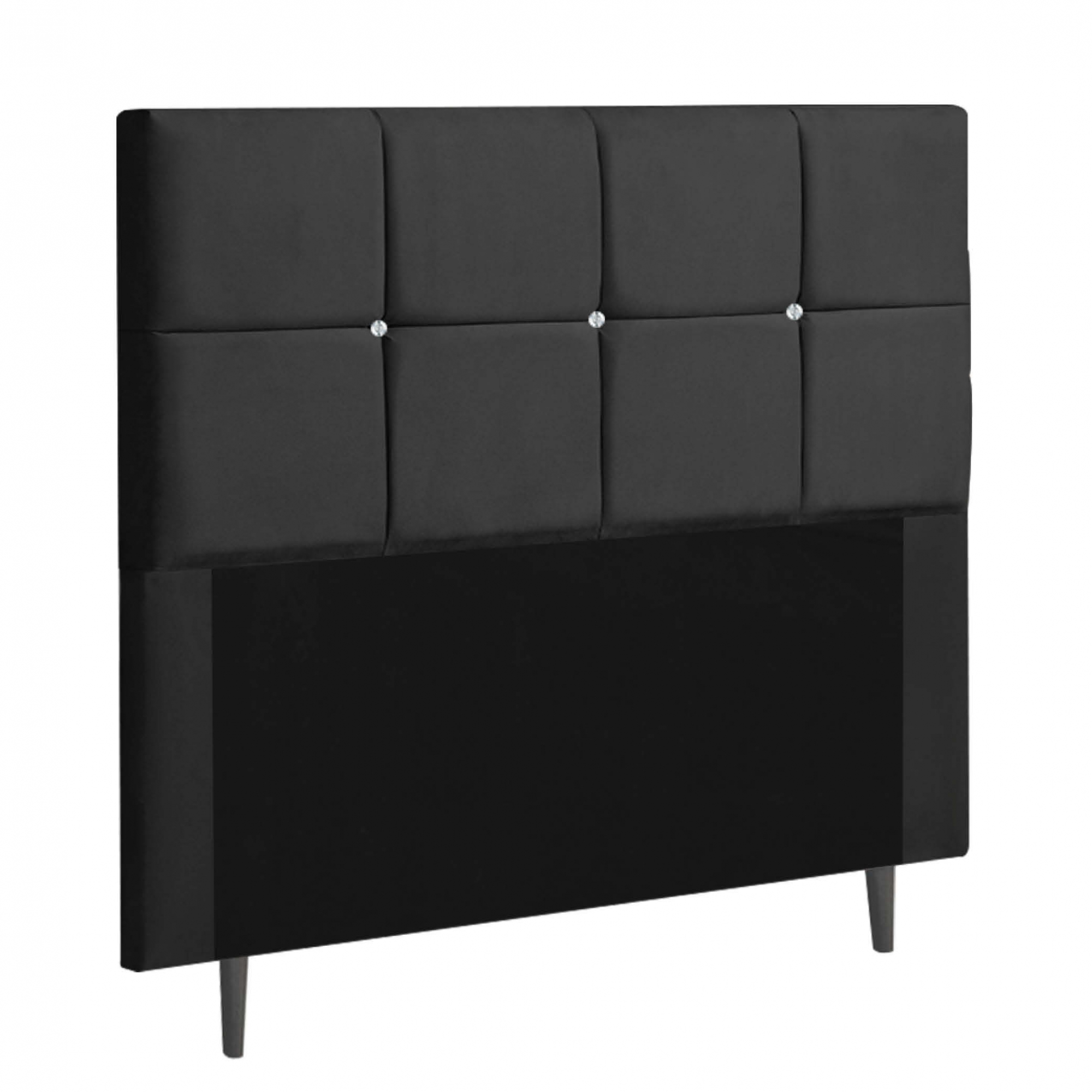 Cabeceira Estofada Poliana 90CM Solteiro Strass Suede Preto - D A DECOR