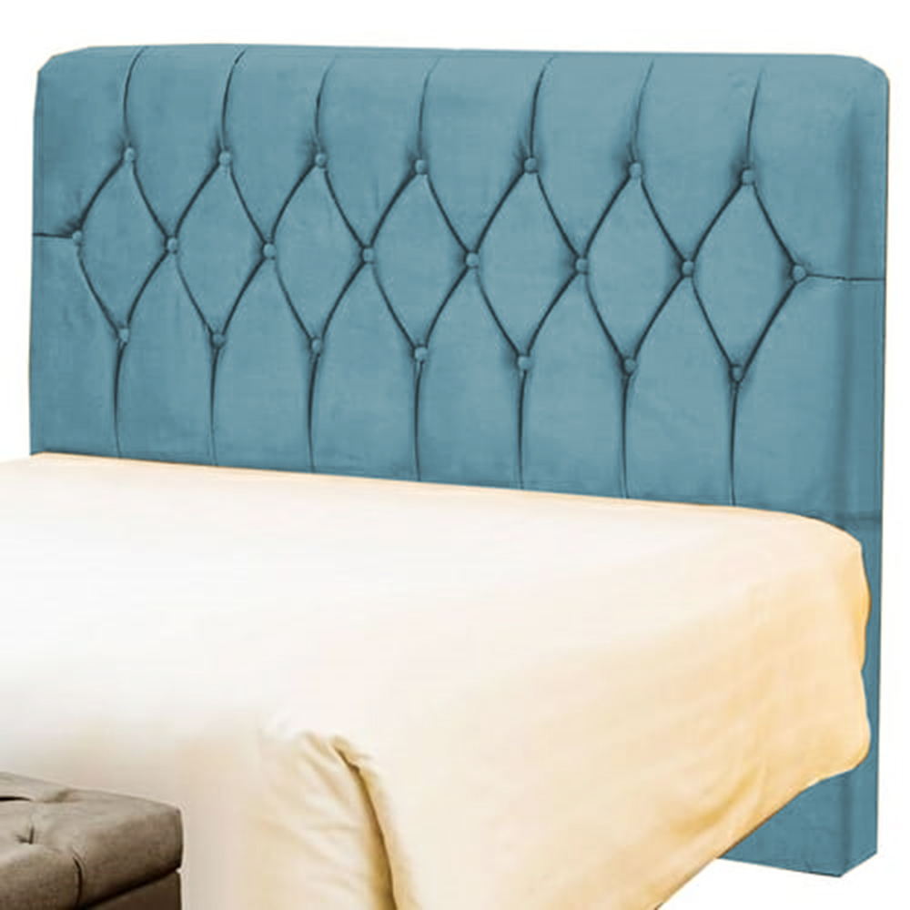 Cabeceira King Pérola 195 CM Suede Azul Turquesa- D A Decor