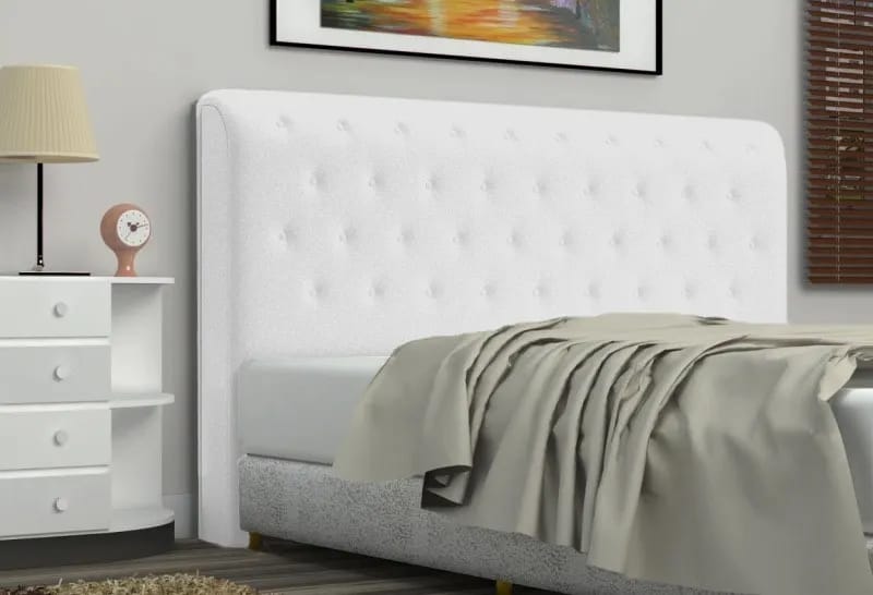 Cabeceira Solteiro Brenda 90 CM Suede Branco - D A Decor