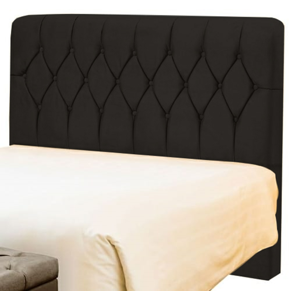 Cabeceira Solteiro Pérola 90 CM Suede Preto - D A Decor