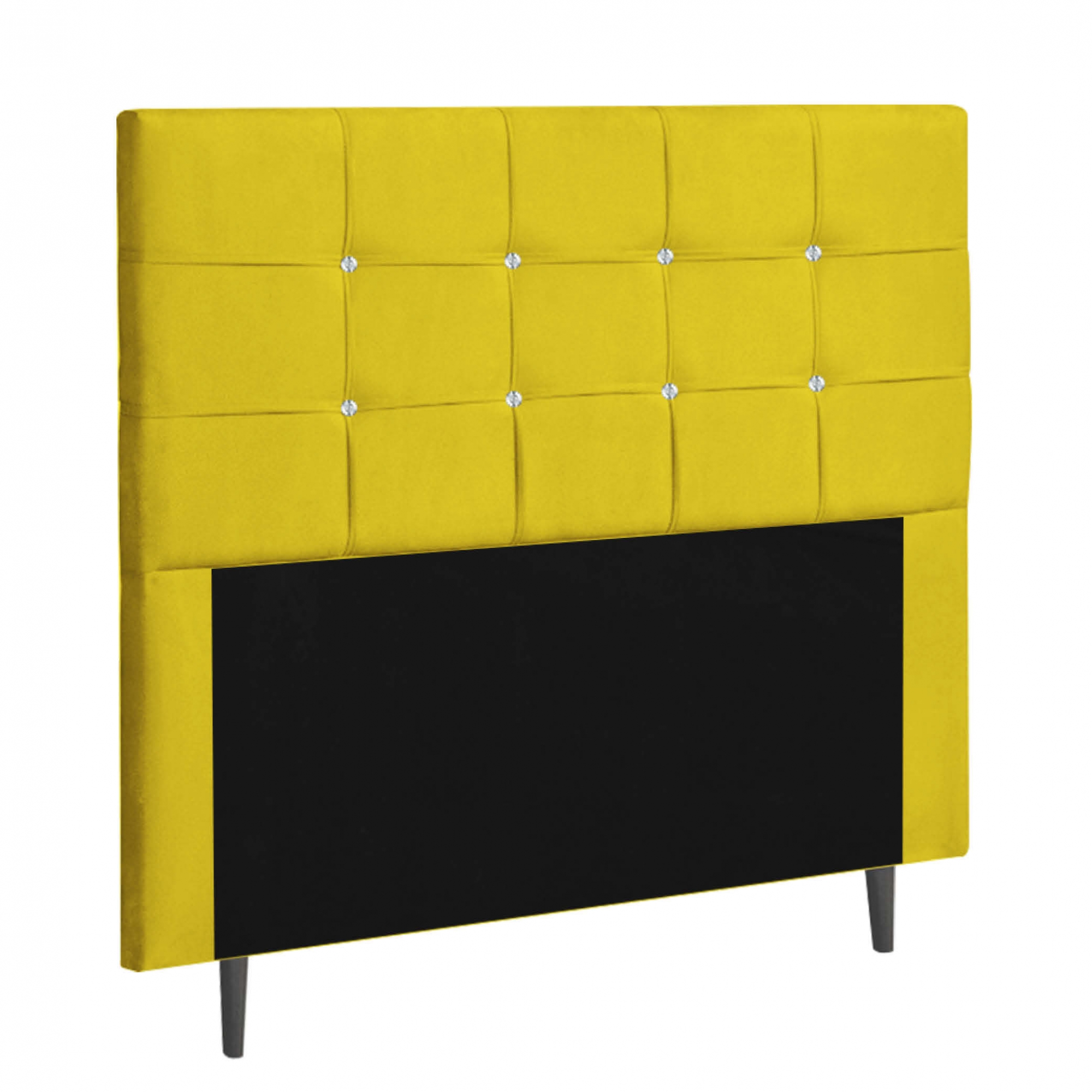 Cabeceira Solteiro Strass Jordania 100 CM Suede Amarelo - D A Decor
