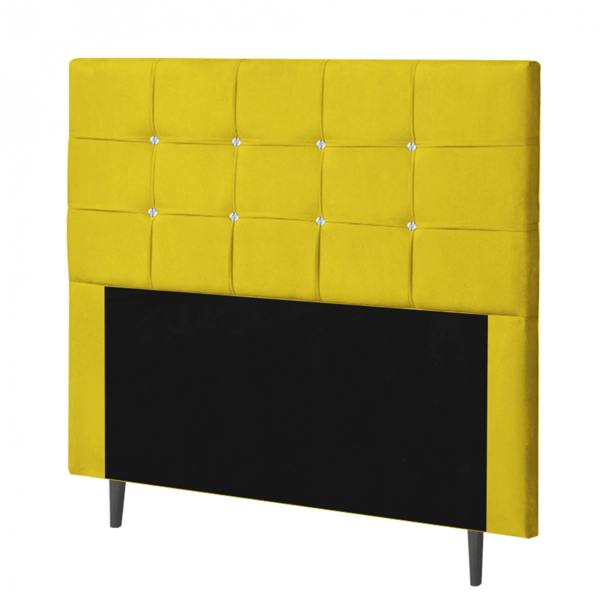 Cabeceira Solteiro Strass Jordania 100 CM Suede Amarelo - D A Decor