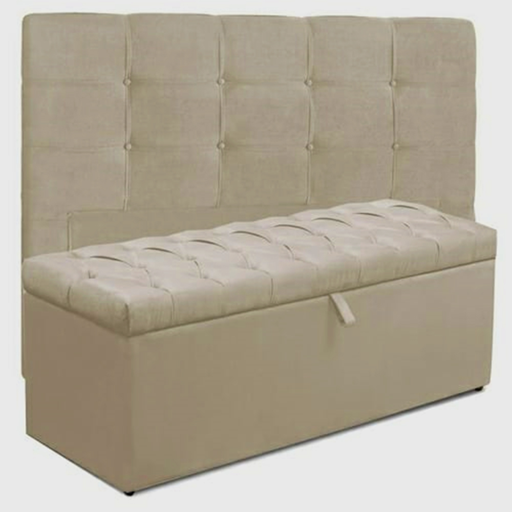 Kit Cabeceira Ana Luisa+ Calçadeira Itálial Casal 140 CM Suede Bege - D A Decor