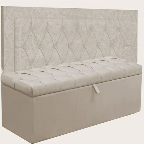 Kit Cabeceira Bianca + Calçadeira Itália Casal 140 CM Suede Marfim - D A Decor