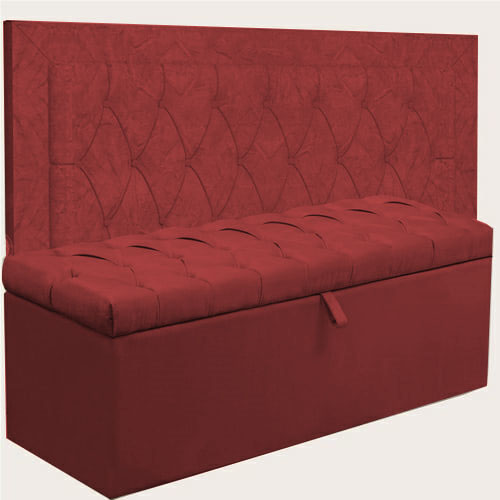 Kit Cabeceira Bianca + Calçadeira Itália King 195 CM Suede Vermelho - D A Decor