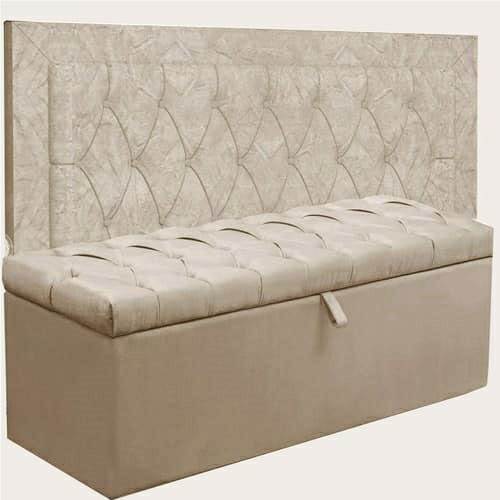 Kit Cabeceira Bianca + Calçadeira Itália Queen 160 CM Suede Bege - D A Decor