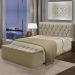 Kit Cabeceira Istambul+ Calçadeira Itália King 195 CM Suede Bege - D A Decor