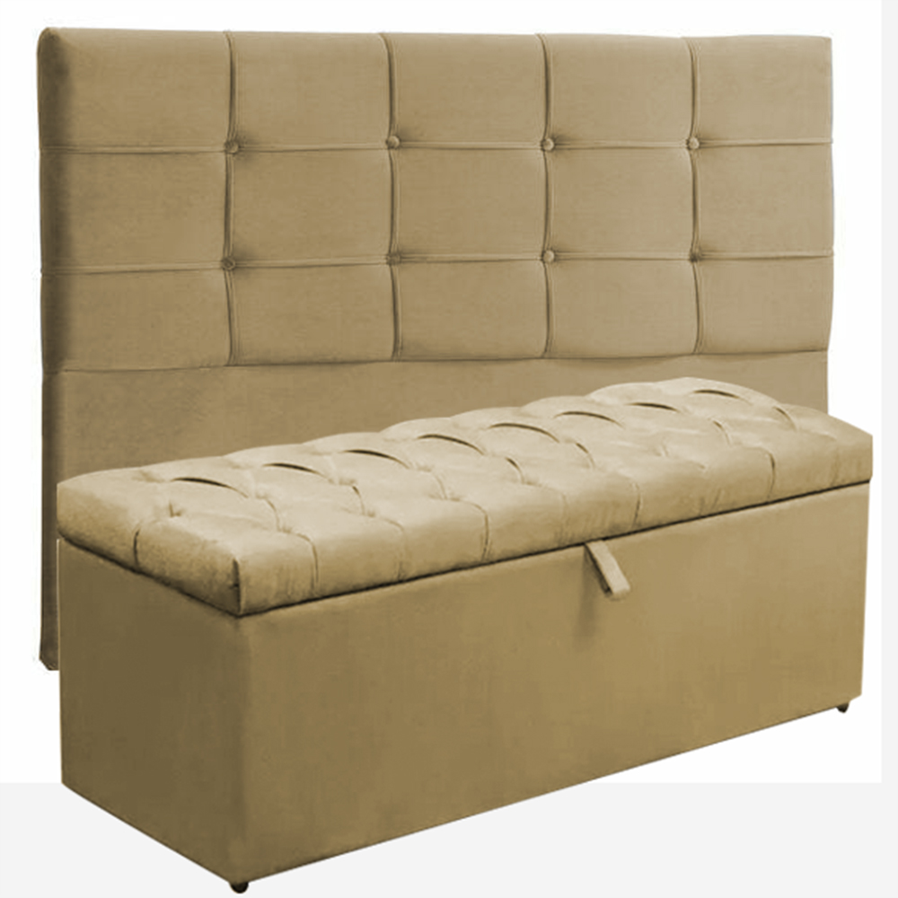 Kit Cabeceira Jordania+ Calçadeira Itália Queen 160 CM Suede Camurça - D A Decor